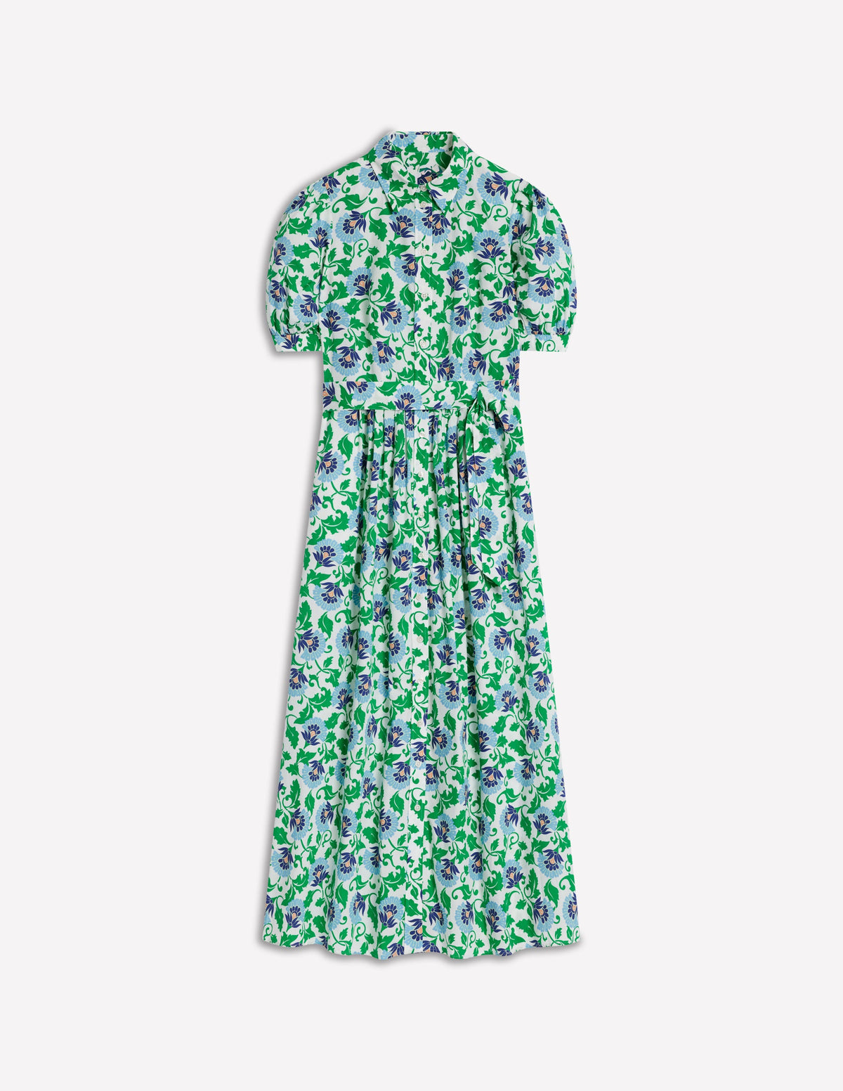 Alexa Maxi Shirt Dress-Rich Emerald, Ornate Vine - Image 7