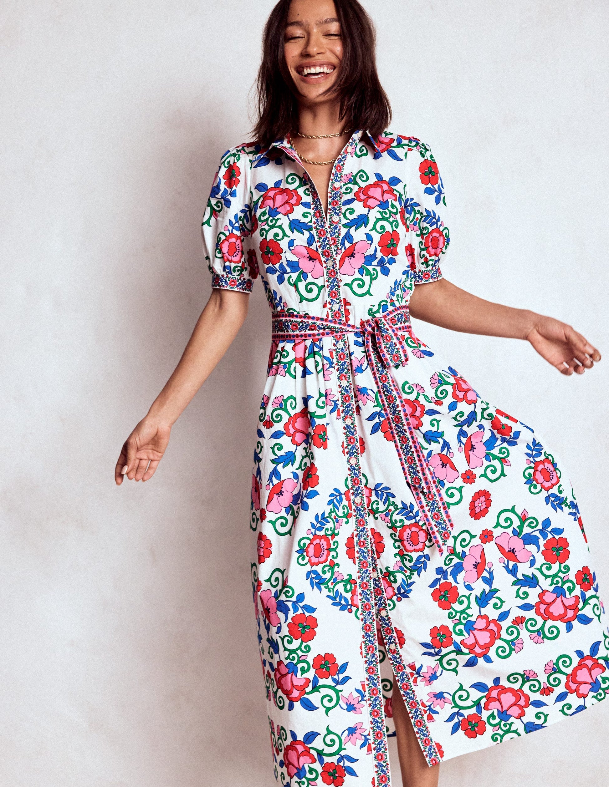 Alexa Maxi Shirt Dress-Multi, Ornamental Lattice-2