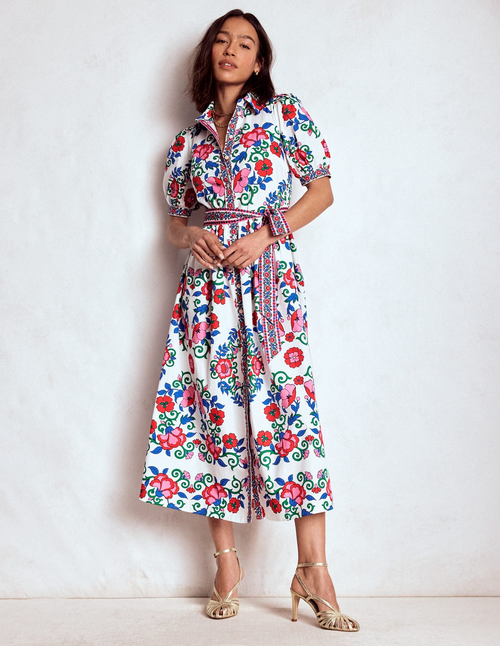Alexa Maxi Shirt Dress-Multi, Ornamental Lattice - Image 1