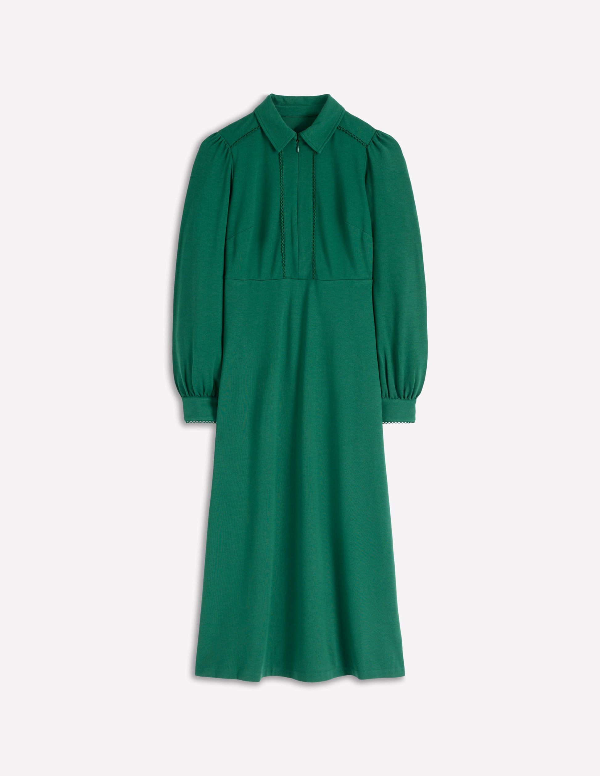 Pip Zip-Up Ponte Midi Dress-Emerald Night-6