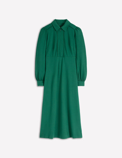 Pip Zip-Up Ponte Midi Dress-Emerald Night-6