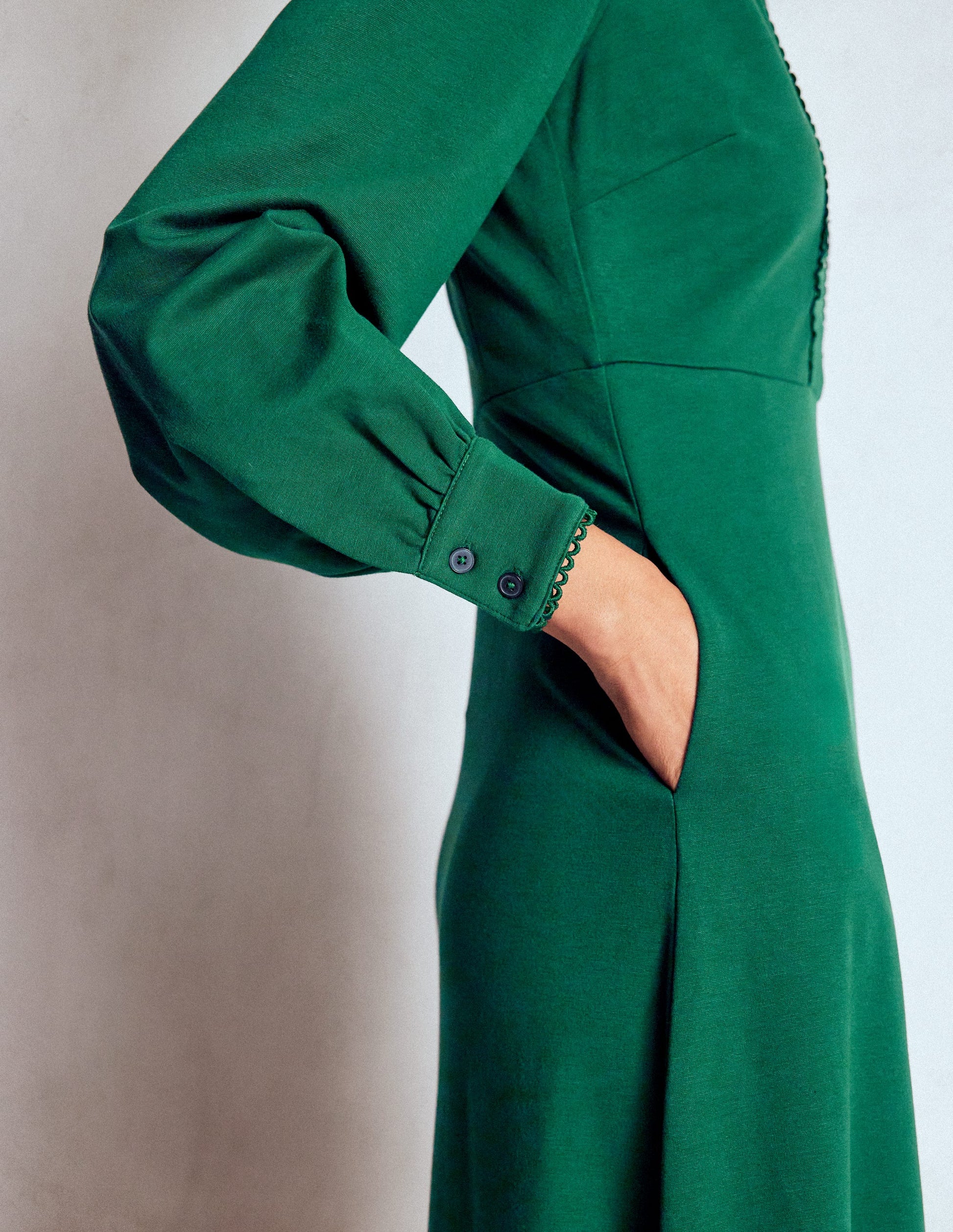 Pip Zip-Up Ponte Midi Dress-Emerald Night-2
