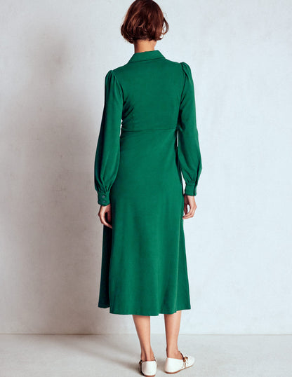 Pip Zip-Up Ponte Midi Dress-Emerald Night-3