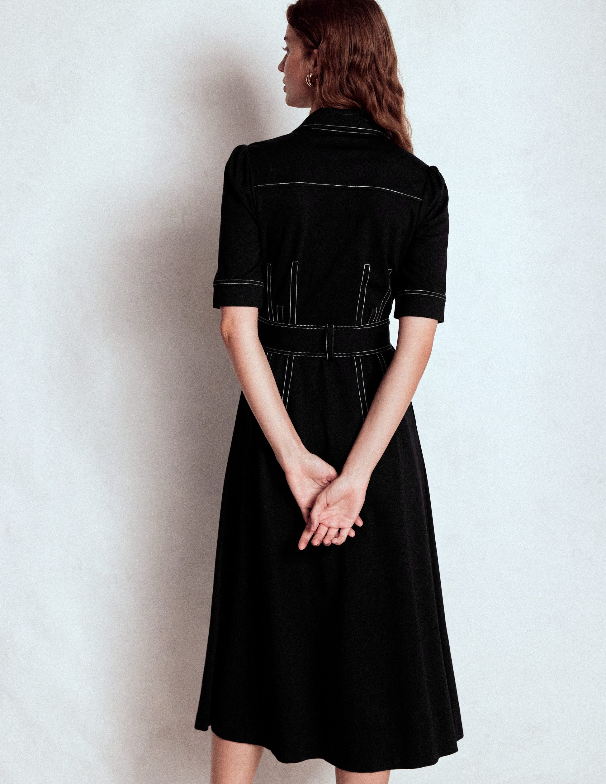 Anita Ponte Shirt Dress-Black | Boden USA Anita Ponte Shirt Dress-Black | Boden USA