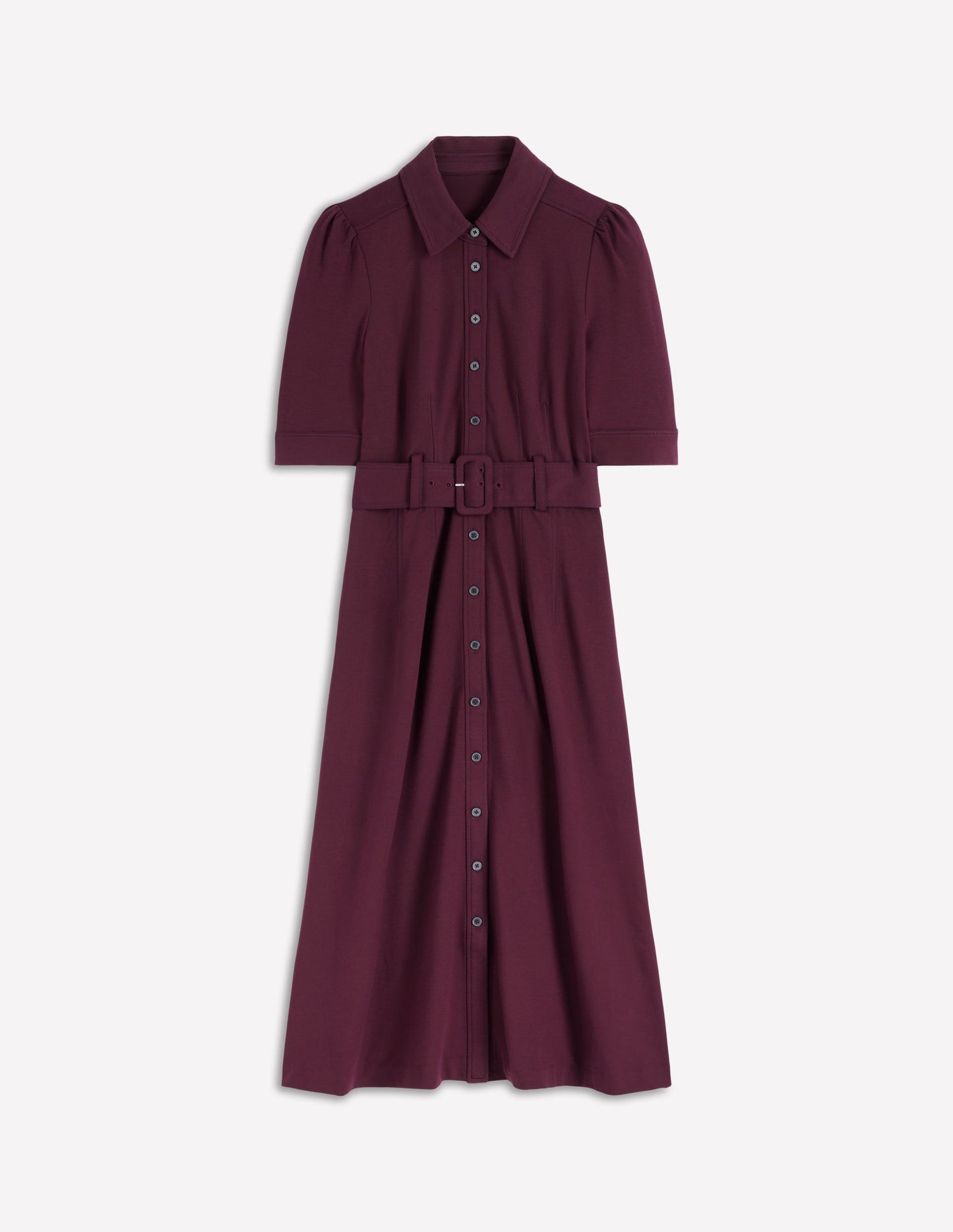 Anita Ponte Shirt Dress-Dark Cherry
