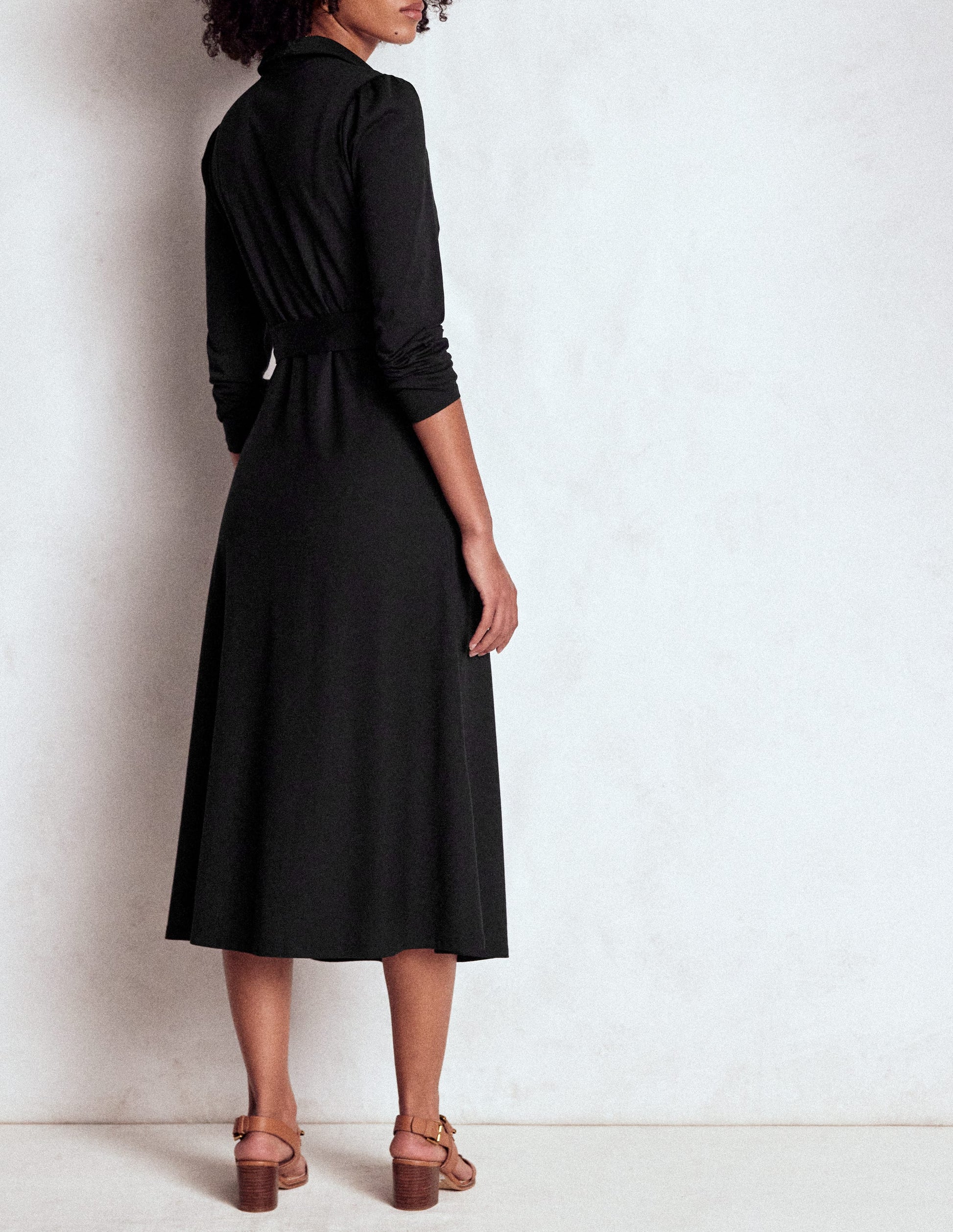 Boden Women's Imogen Collared Jersey Dress in Black | Size 6 Boden Women's Imogen Collared Jersey Dress in Black | Size 6