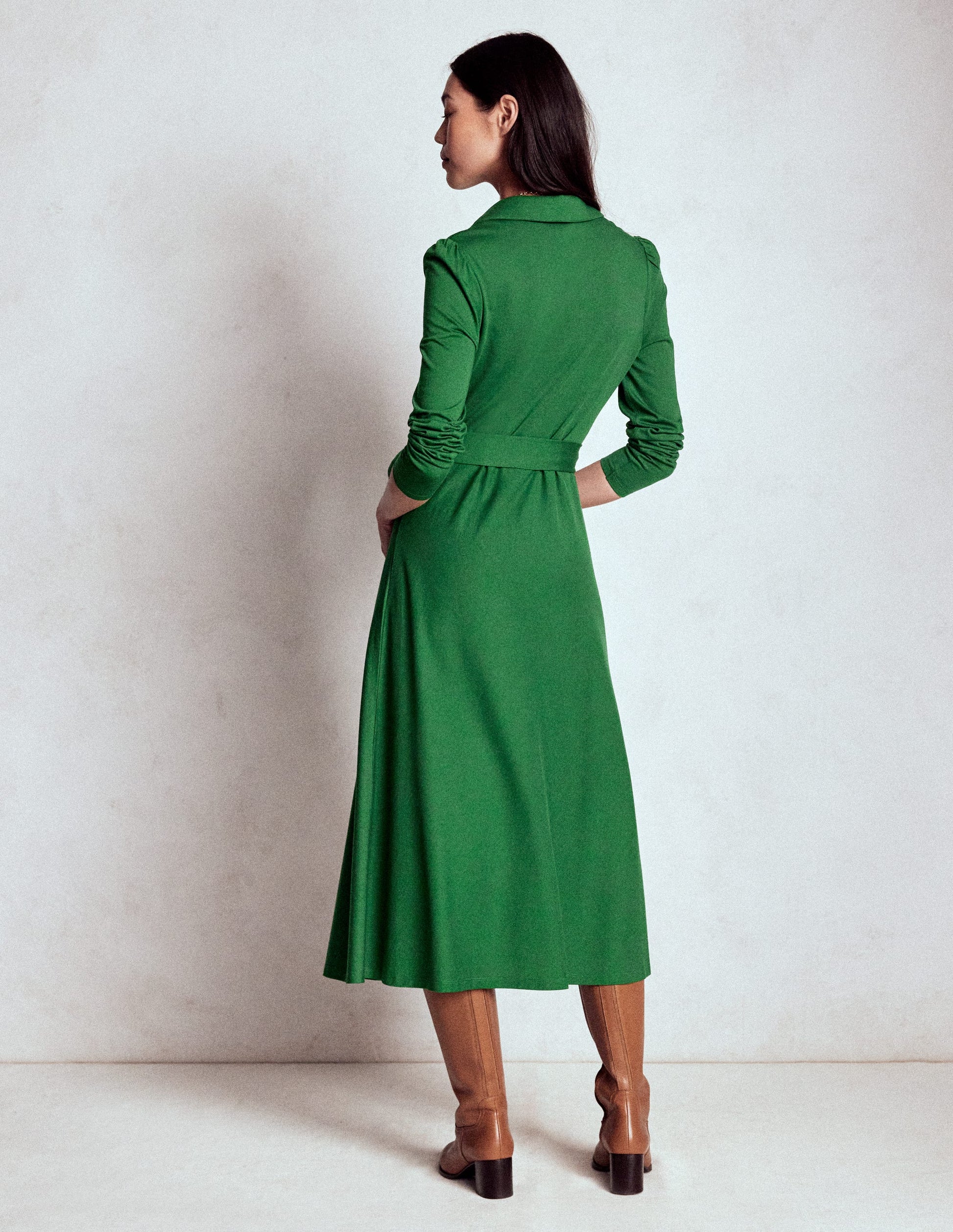 Imogen Collared Jersey Dress-Pine Green | Boden USA Imogen Collared Jersey Dress-Pine Green | Boden USA