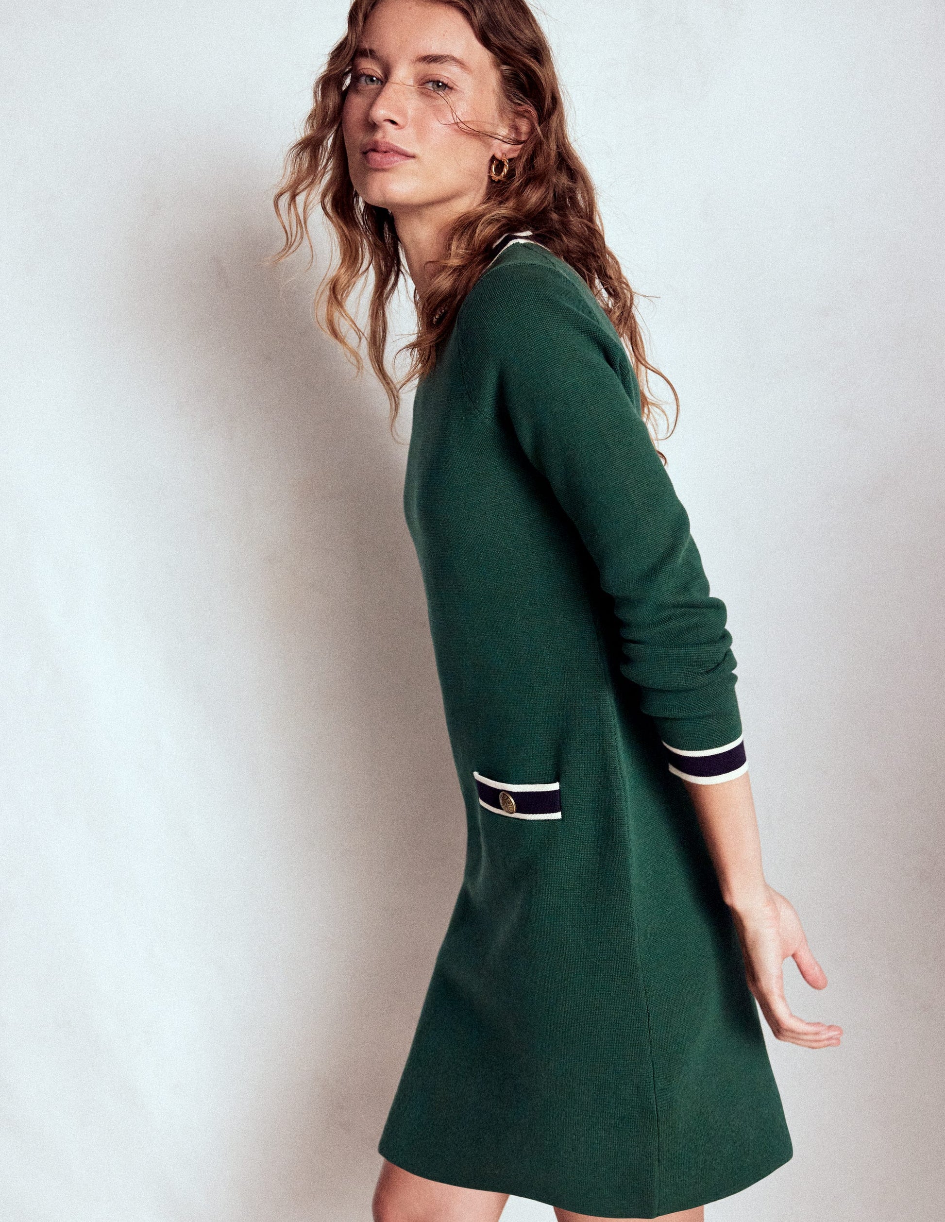 Holly Knitted Shift Dress-Emerald Night-1