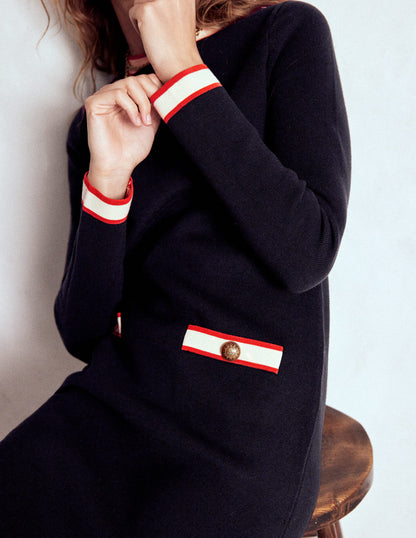 Holly Knitted Shift Dress-Navy-2