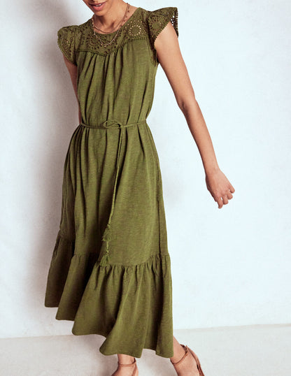 Juliet Broderie Midi Dress-Woodland Green-4