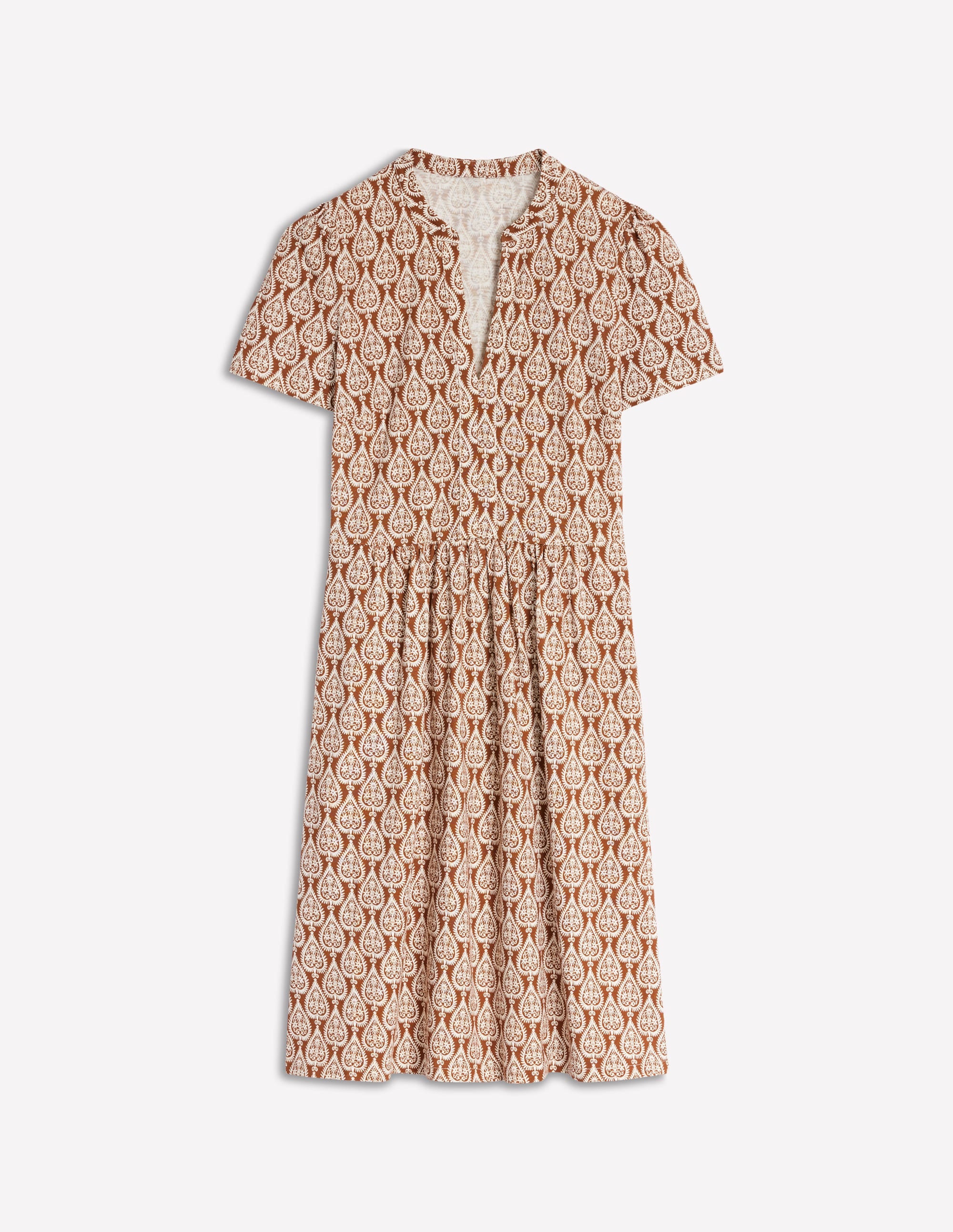 Naomi Short Sleeve Dress-Cognac, Ornate Geo - Image 5