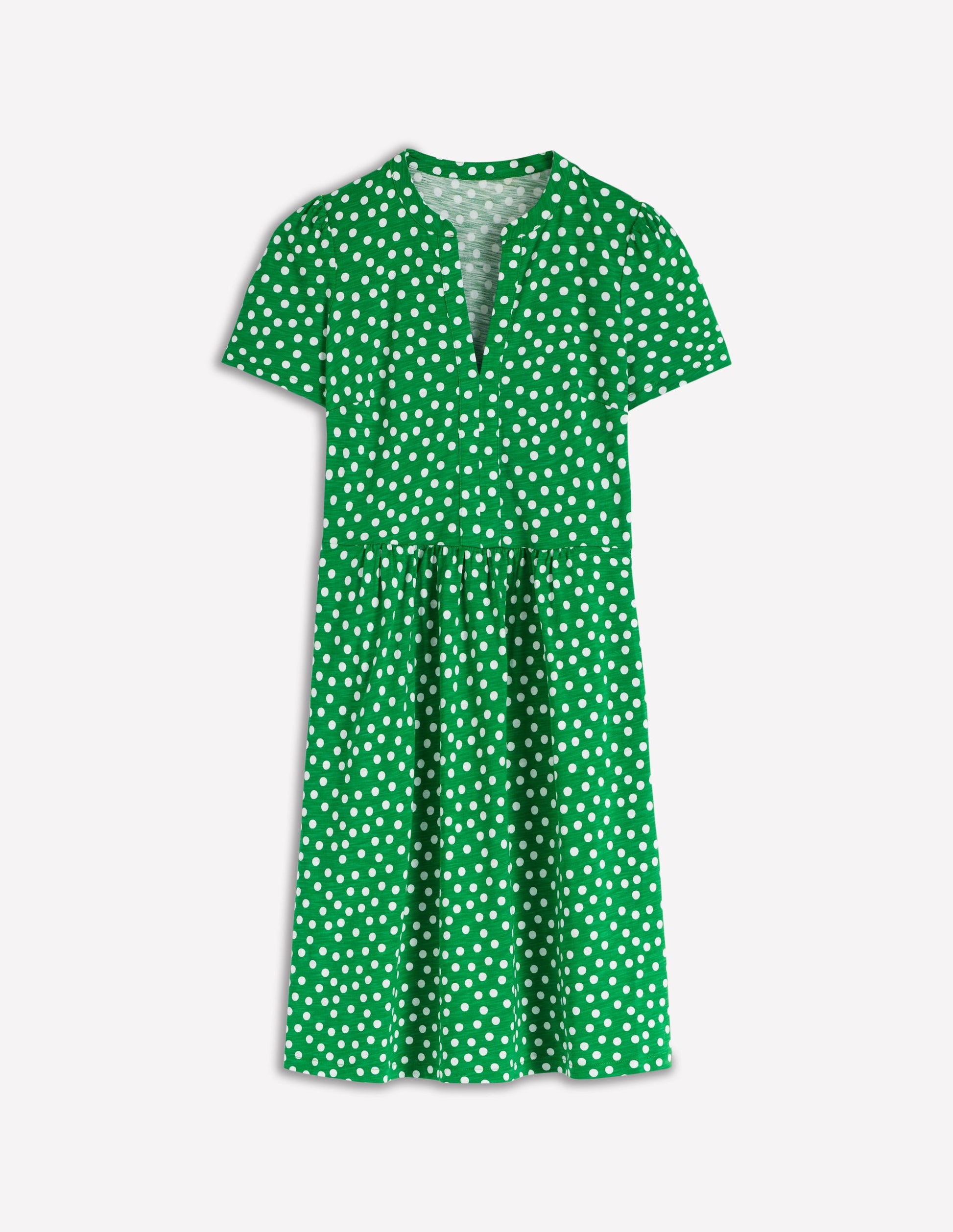 Naomi Short Jersey Dress-Highland Green, Painted Dot Naomi Short Jersey Dress-Highland Green, Painted Dot