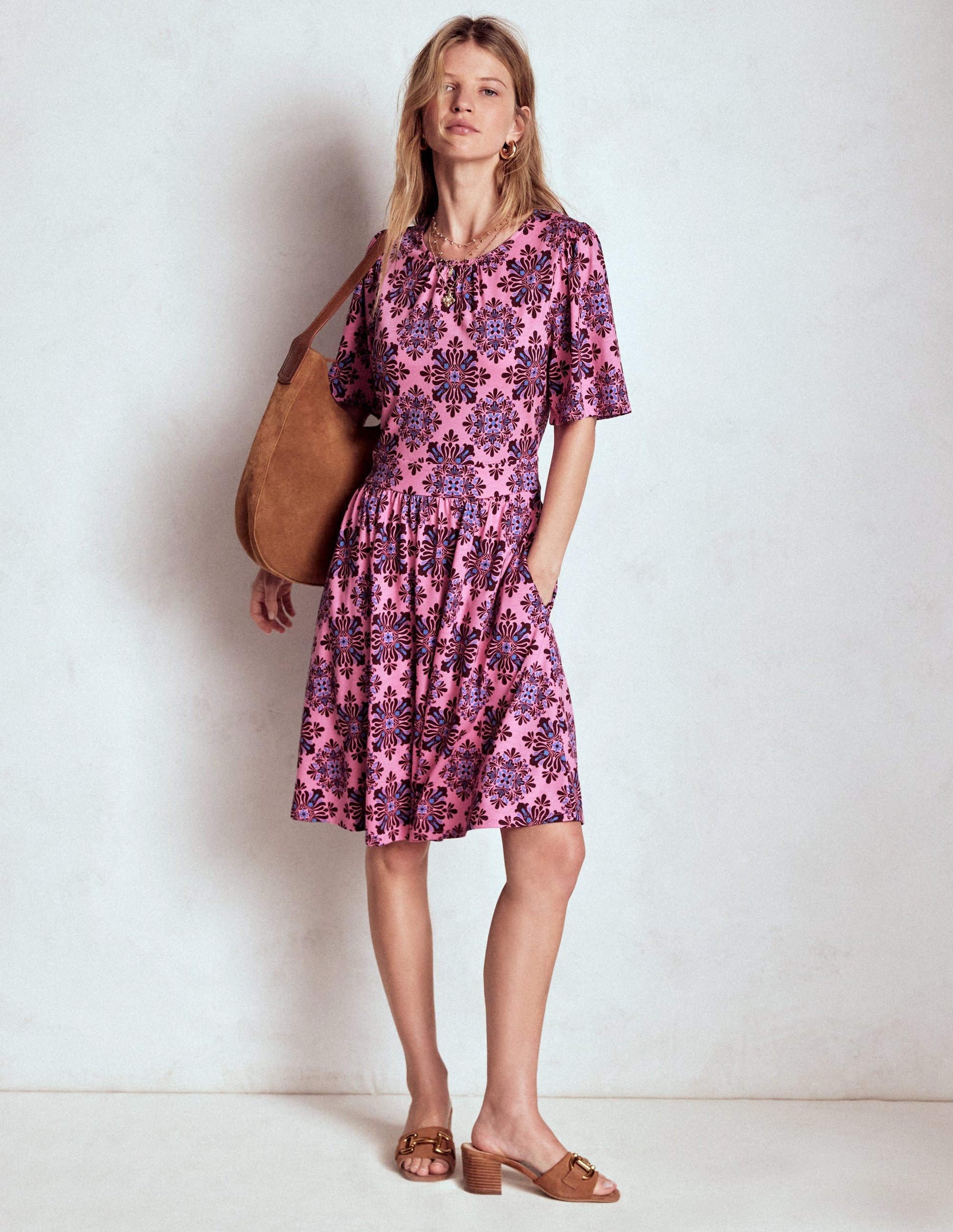 boden blossom jersey dress Boden Women's Nell Kimono Midi Jersey Dress in Pink
