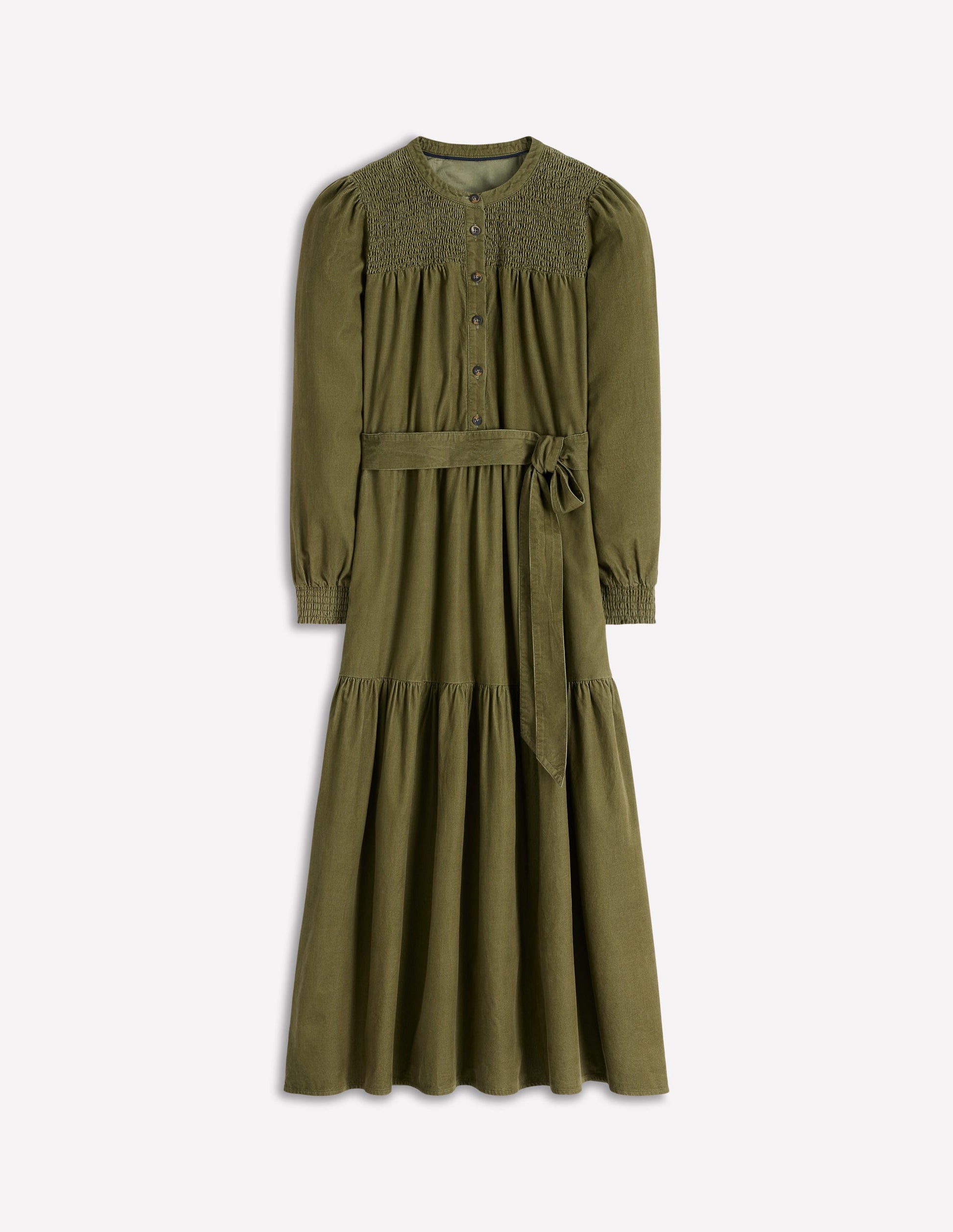 Boden Cecily Belted Long Sleeve Cotton Corduroy Midi Dress in Woodland Green at Nordstrom, Size 2 Boden Cecily Belted Long Sleeve Cotton Corduroy Midi Dress in Woodland Green at Nordstrom, Size 2