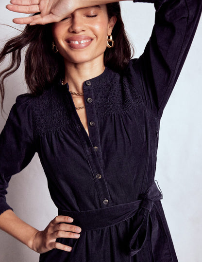 Cecily Cord Midi Dress-Navy-3