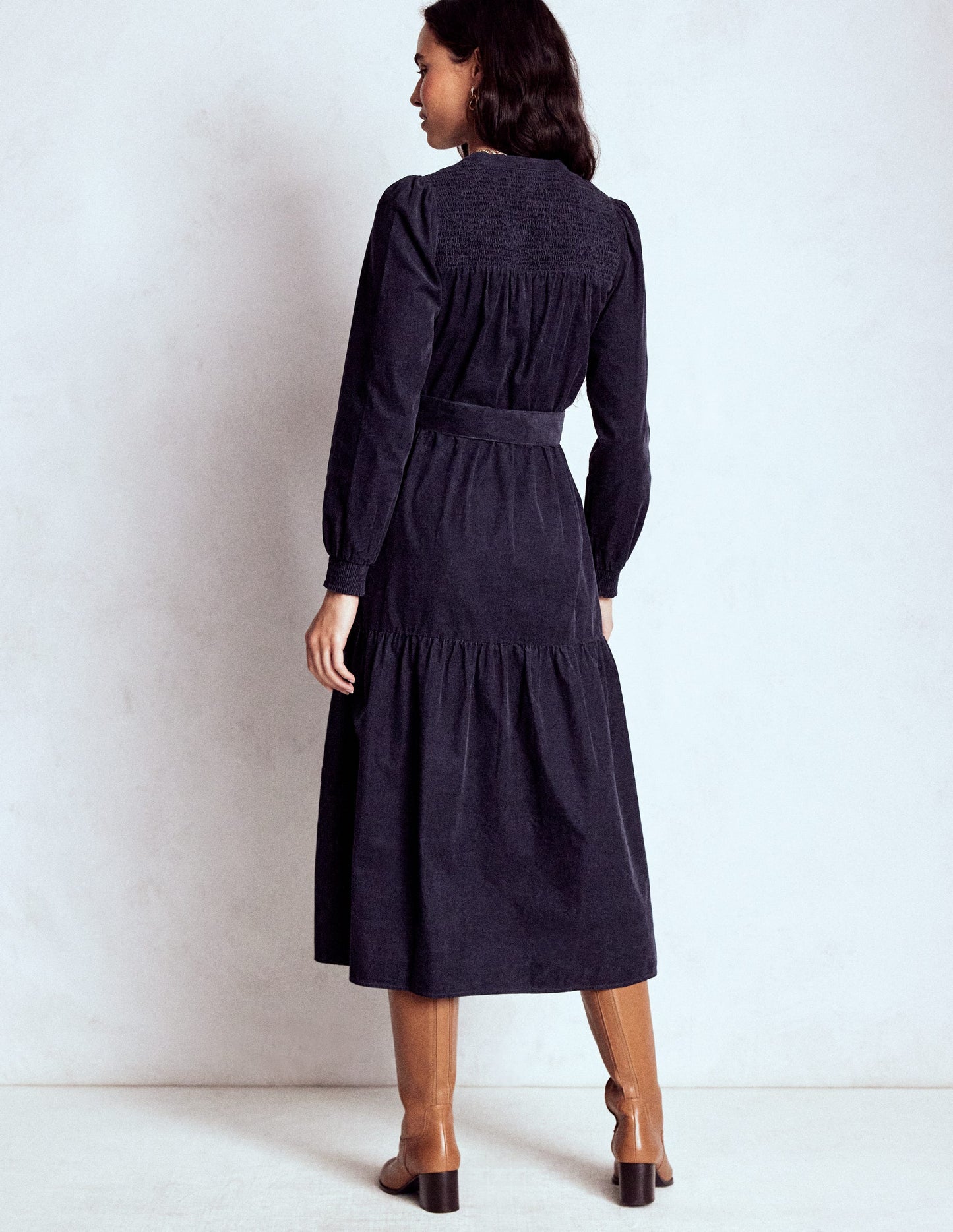 Cecily Cord Midi Dress-Navy