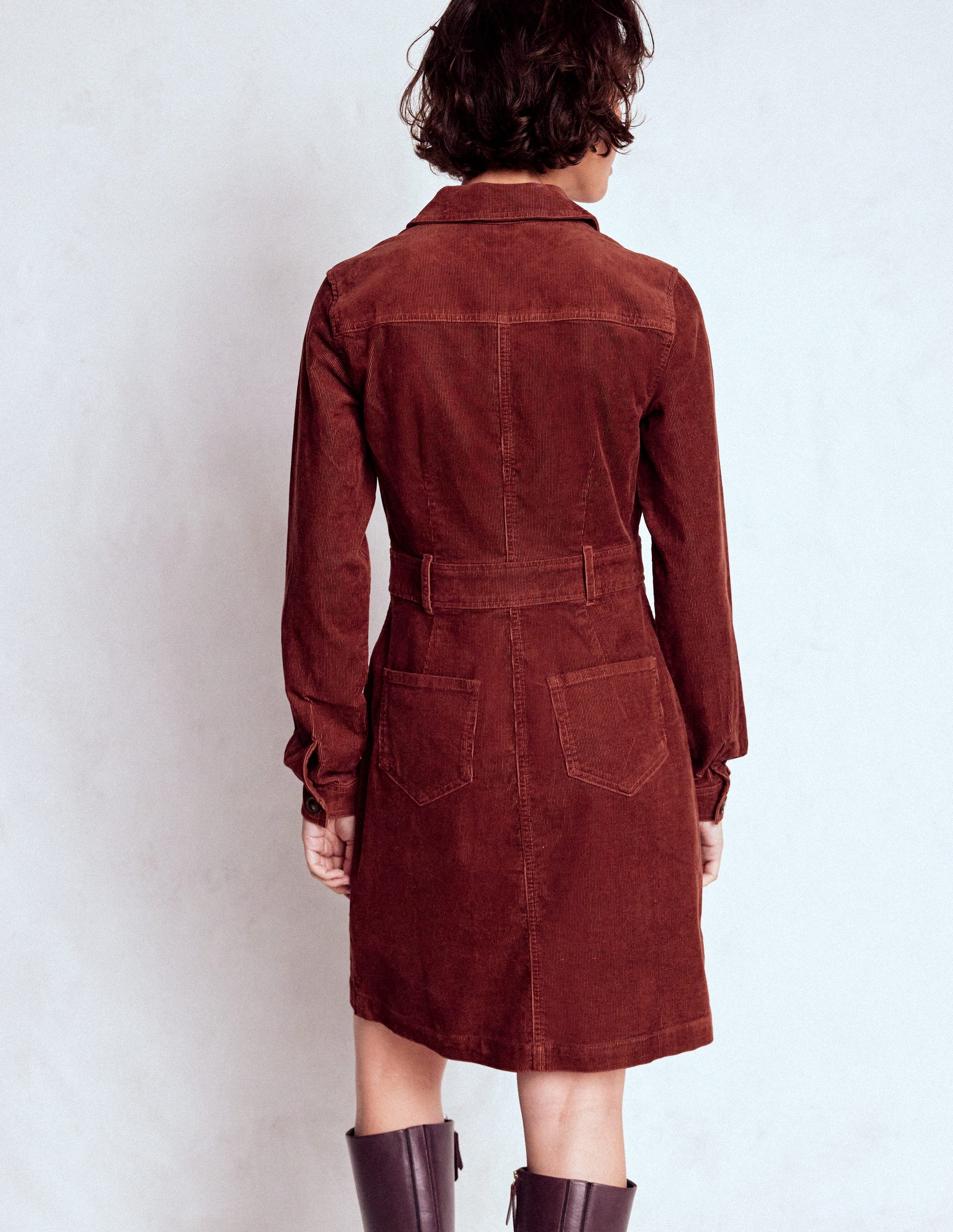 Amanda Cord Short Dress-Chestnut-3