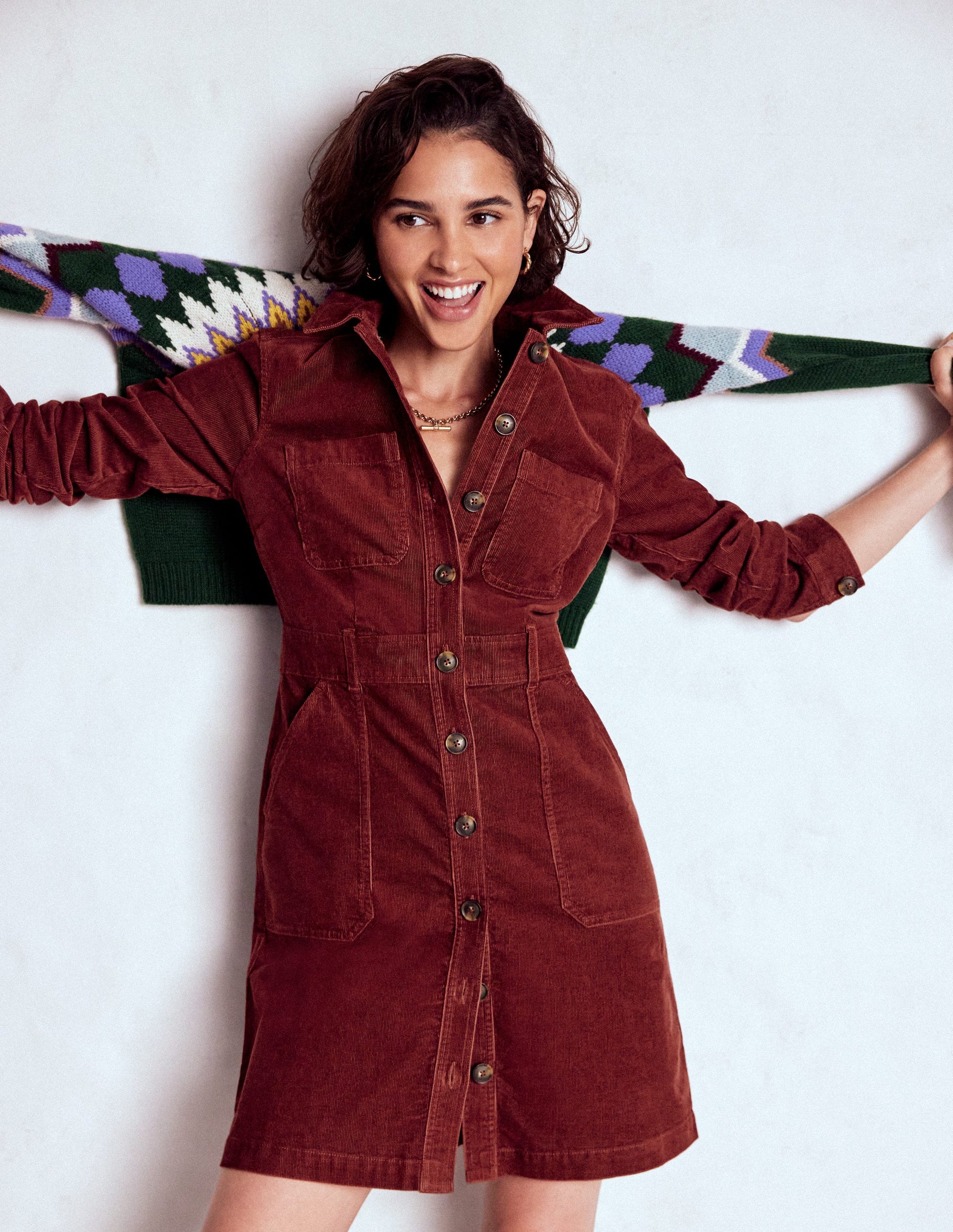 Amanda Cord Short Dress-Chestnut-4