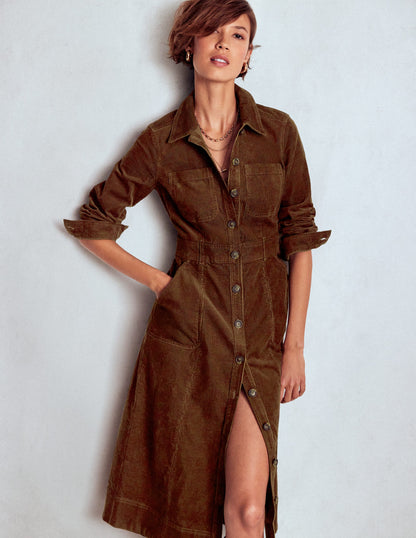 Amanda Cord Midi Dress-Raw Umber-1