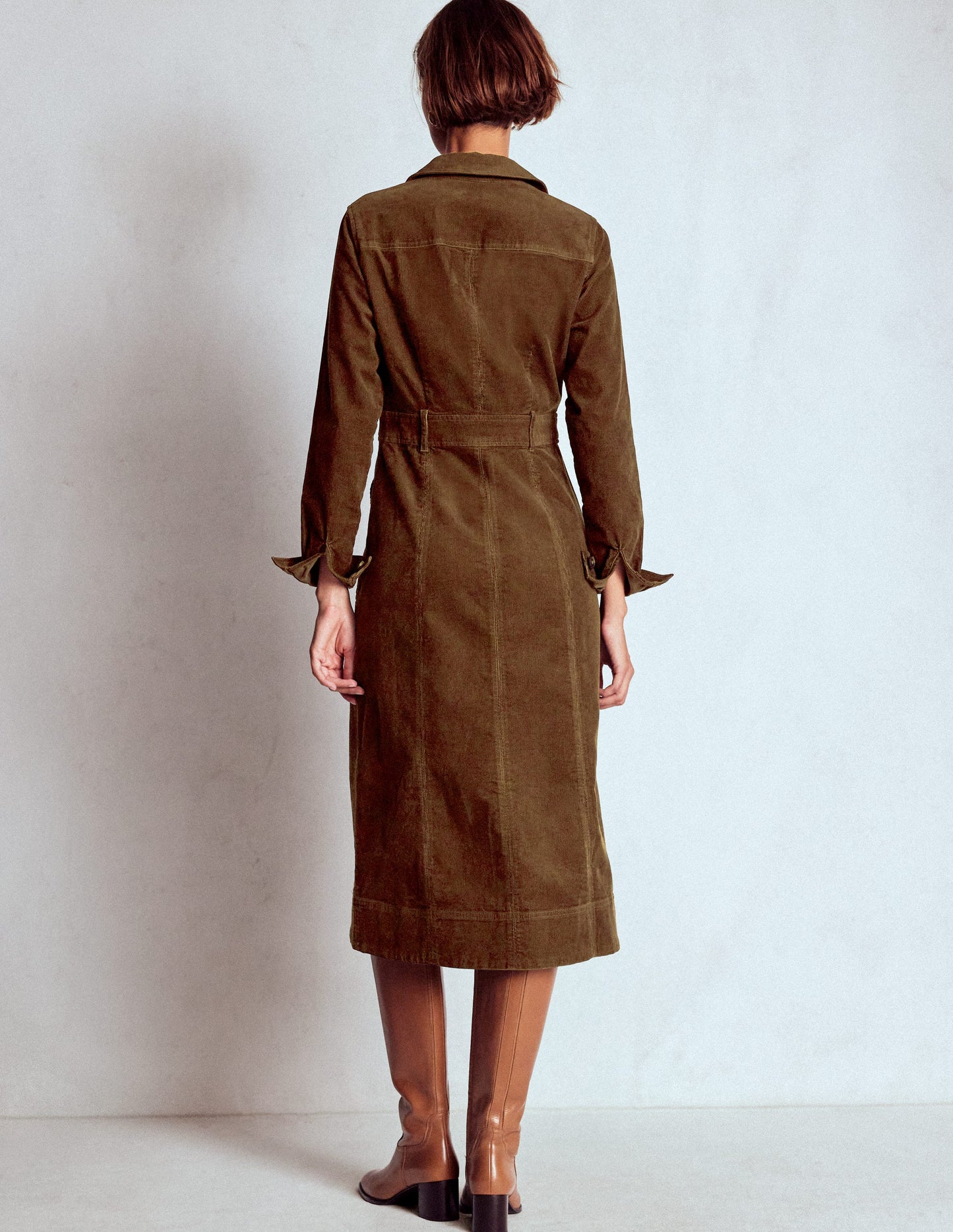 Amanda Cord Midi Dress-Raw Umber