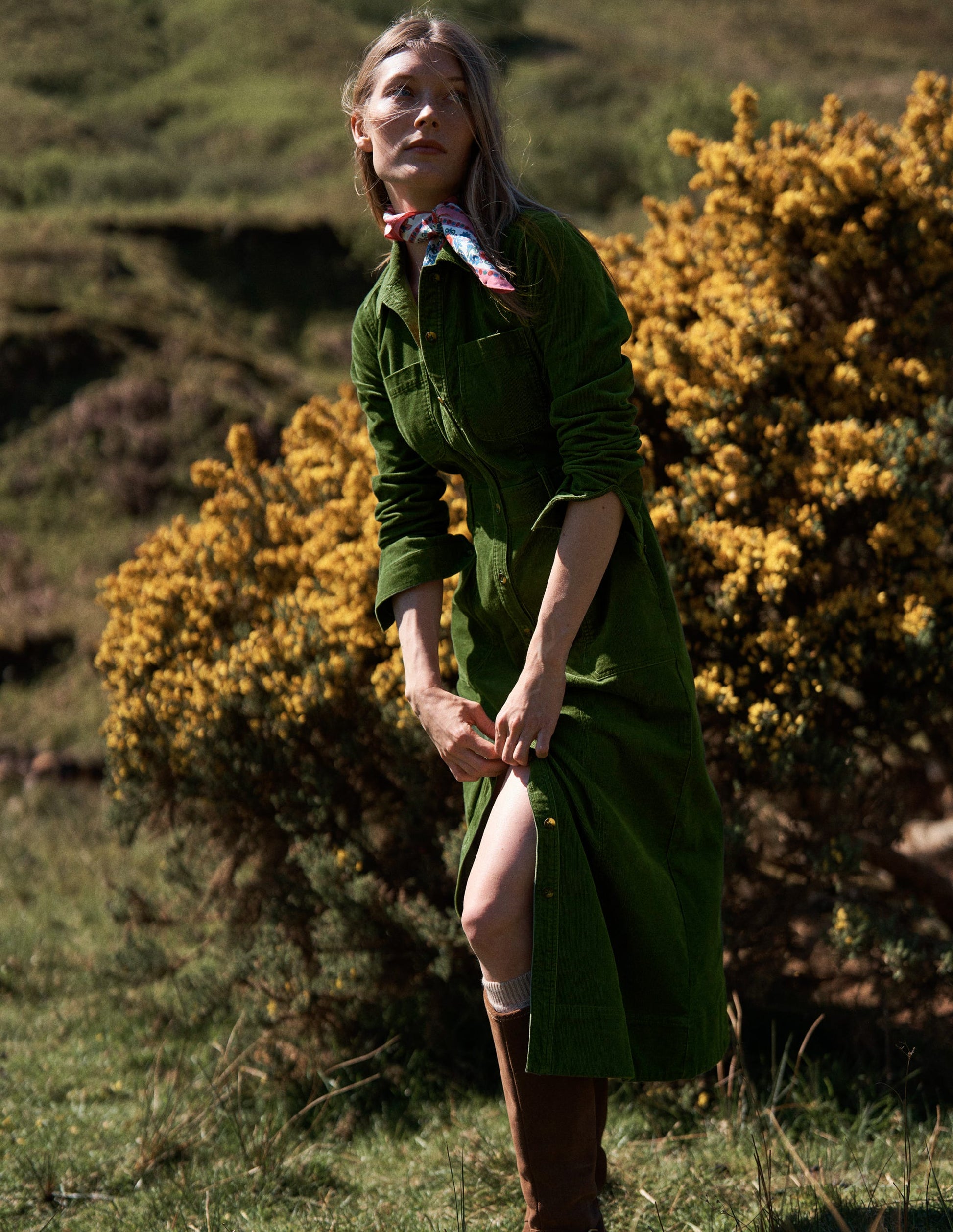 Amanda Cord Midi Dress-Fern-6