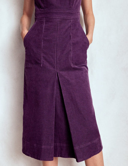 Ula Box Pleat Cord Midi Dress-Viola Purple-2