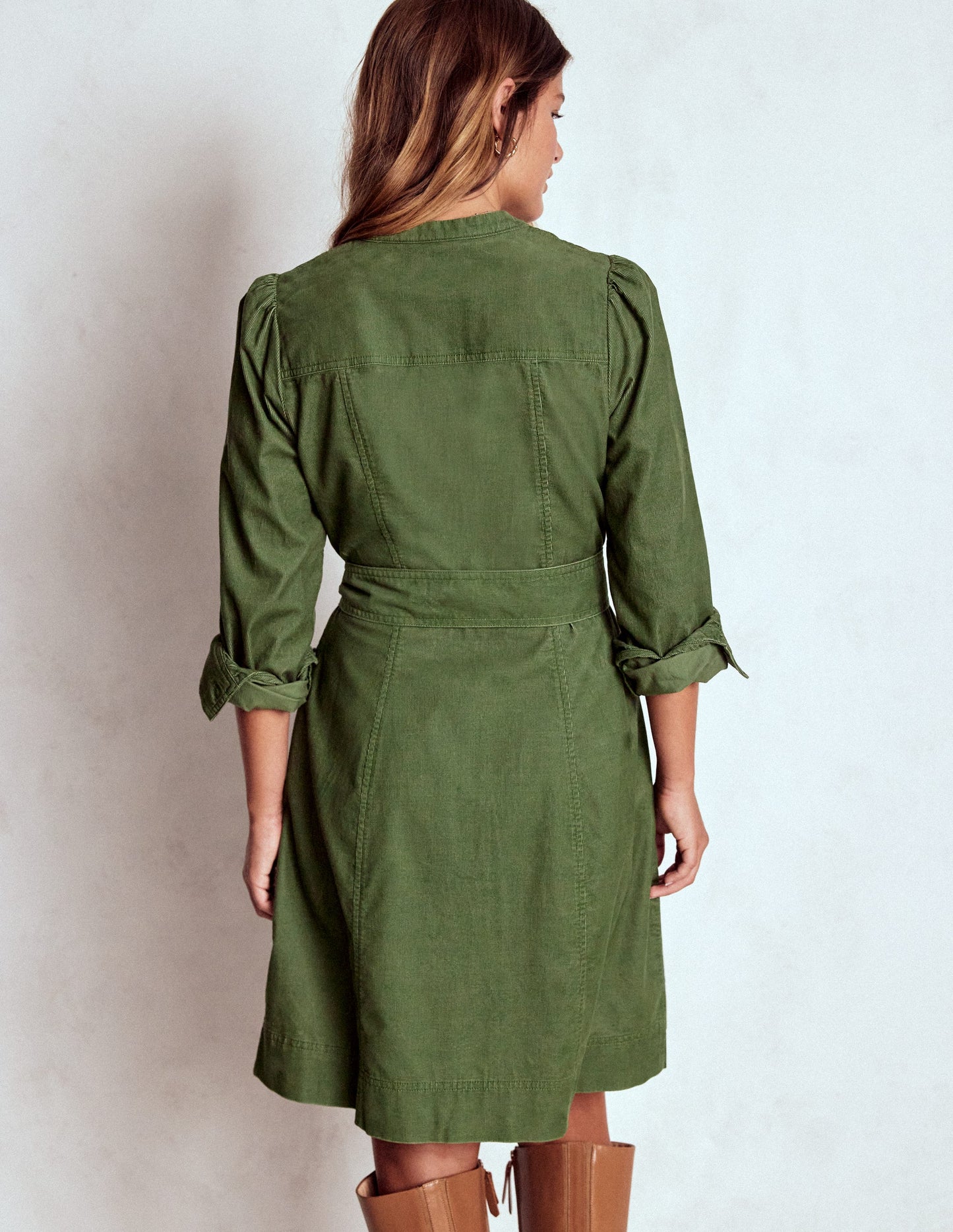 Bre Cord Short Dress-Fern