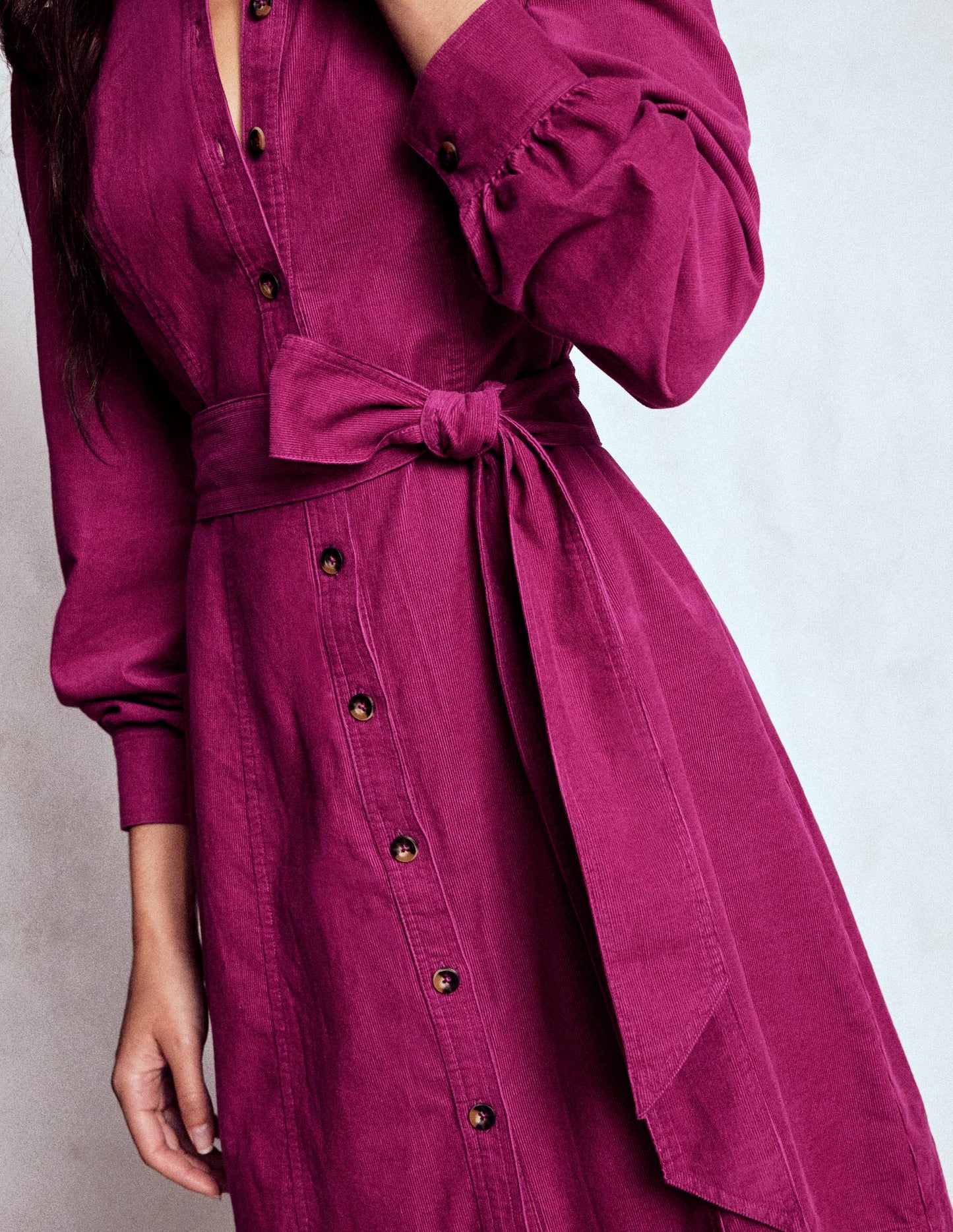 Bre Cord Short Dress-Rich Magenta