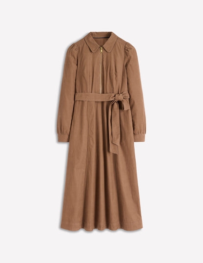 Adelaide Zip Cord Midi Dress-Latte-5
