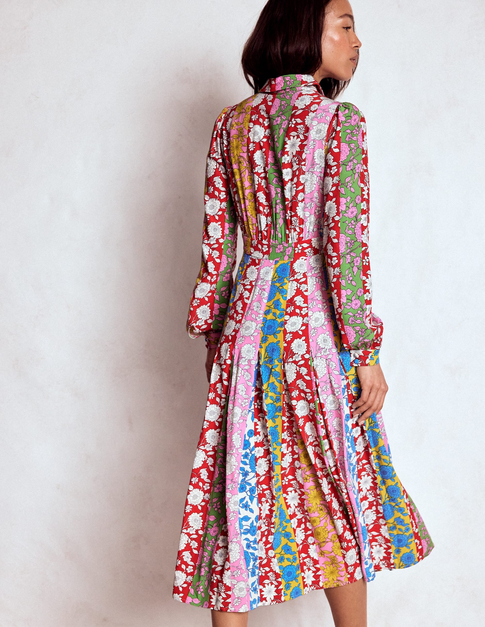 Pleat Skirt Shirt Dress-Multi, Dahlia Trail Stripe - Image 3