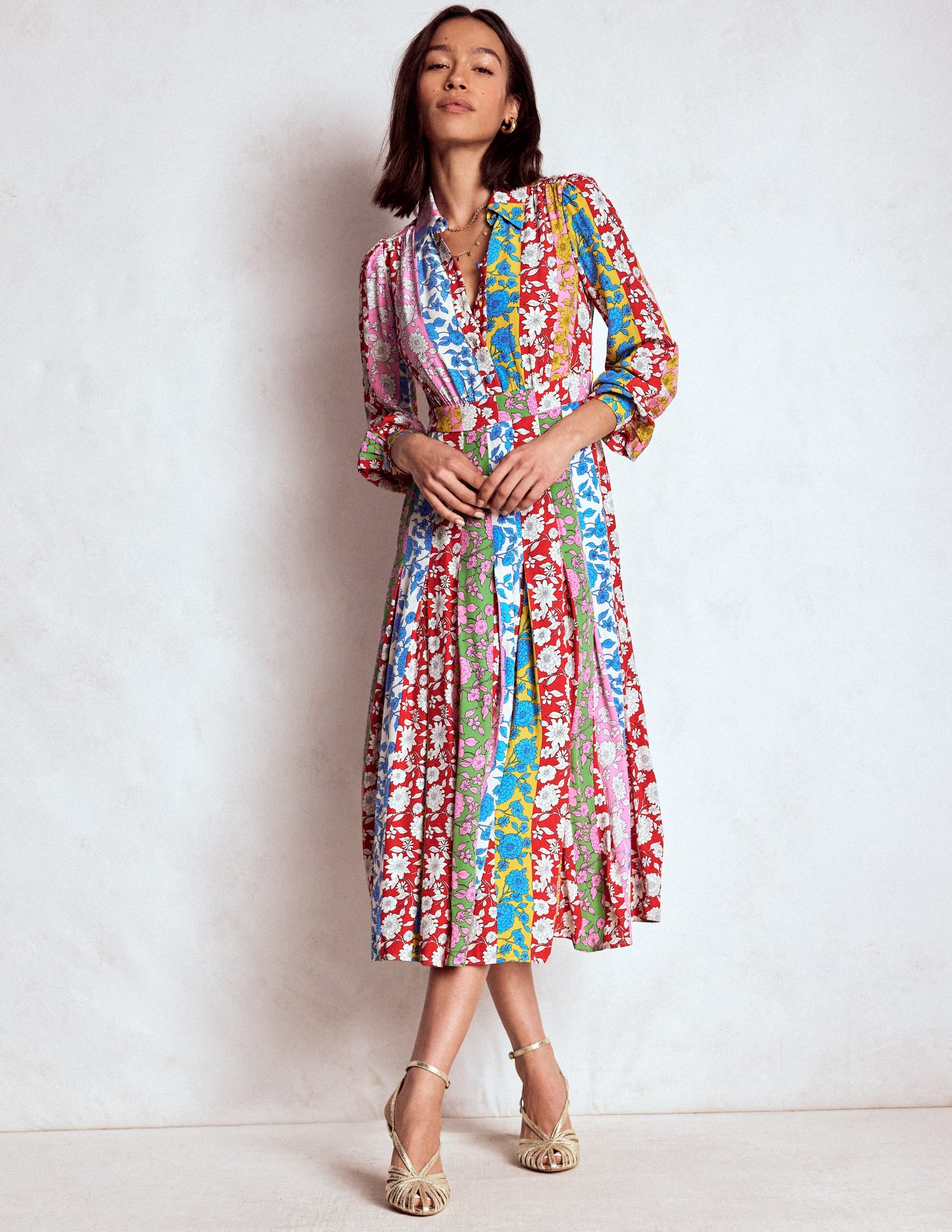 Pleat Skirt Shirt Dress-Multi, Dahlia Trail Stripe - Image 4