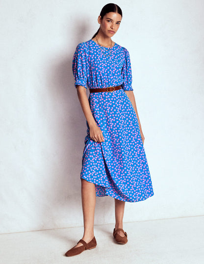 Blanca Midi Tea Dress-Kingfisher Blue, Heart Cascade-5