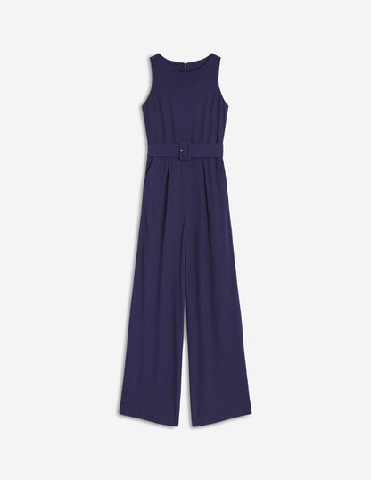 Gwen Slash Neck Jumpsuit-Navy-7
