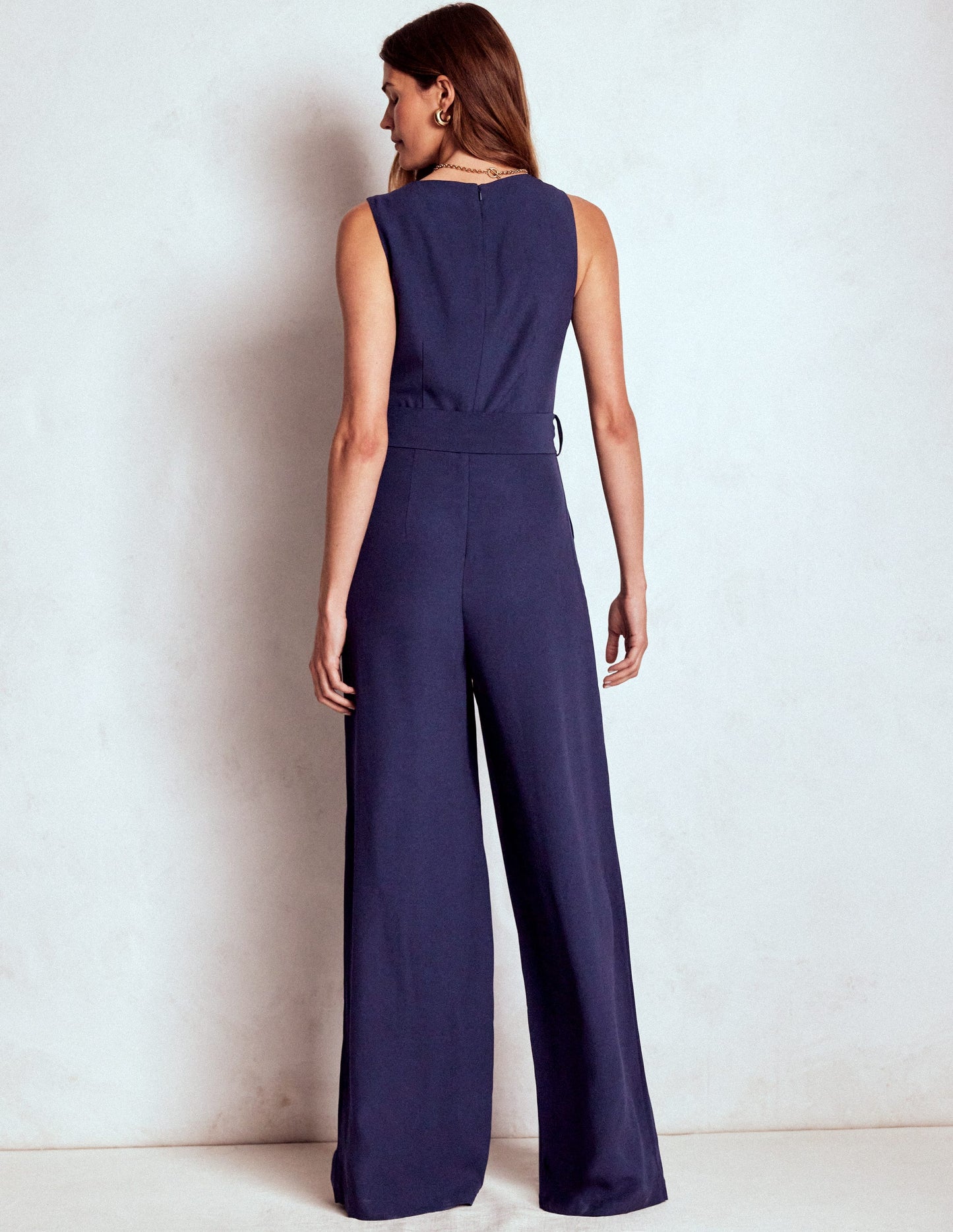 Gwen Slash Neck Jumpsuit-Navy