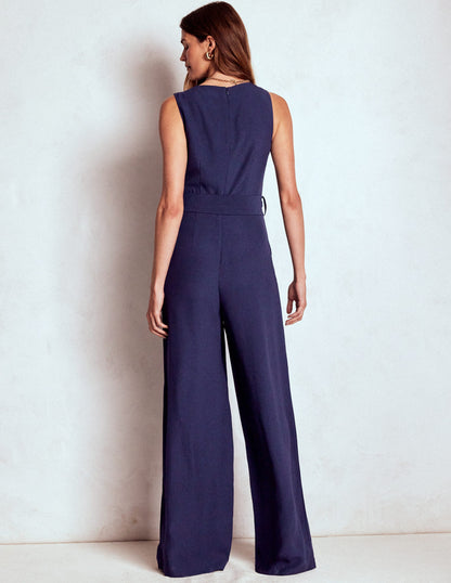 Gwen Slash Neck Jumpsuit-Navy-3