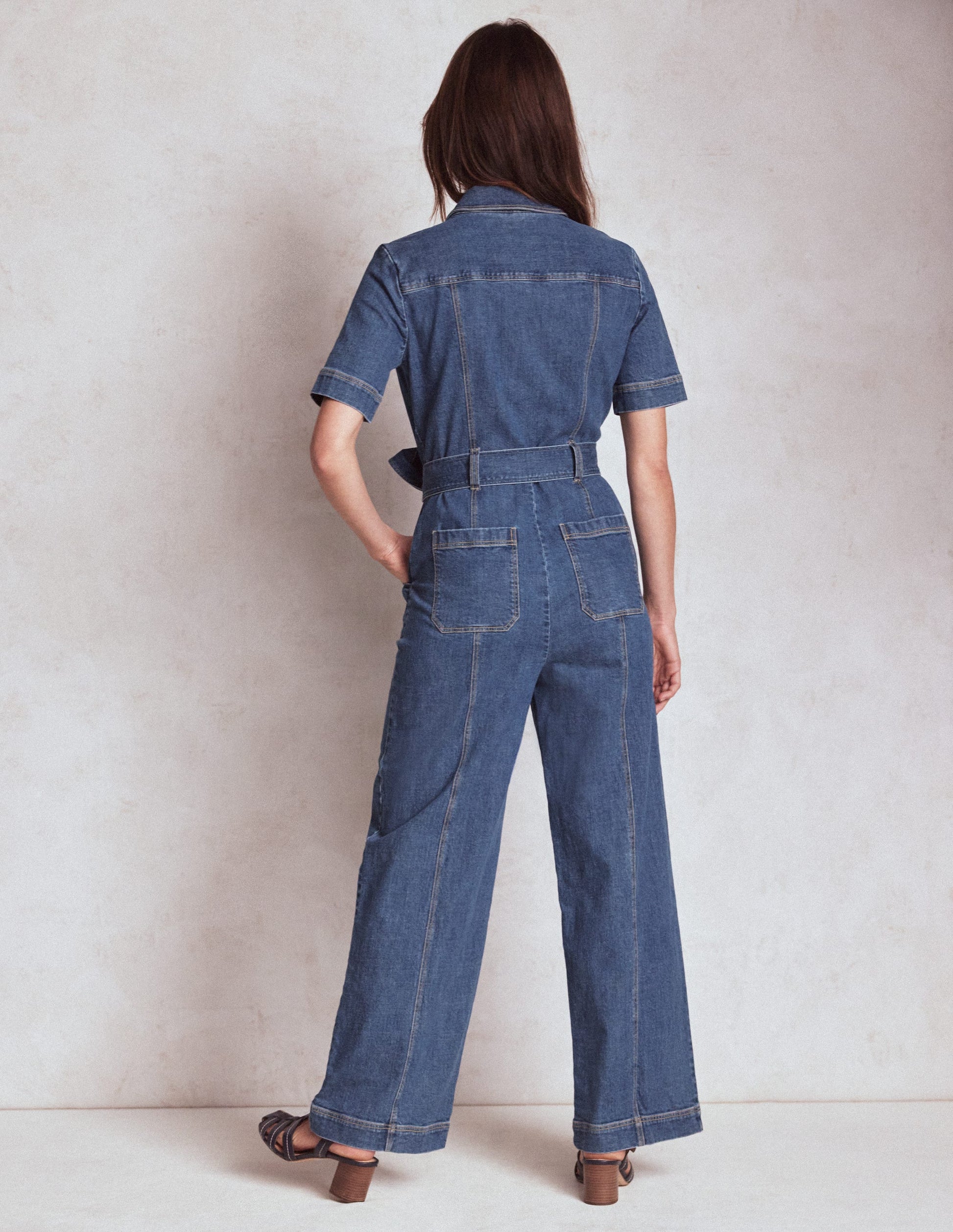 Zip Up Denim Jumpsuit-Mid Vintage-3