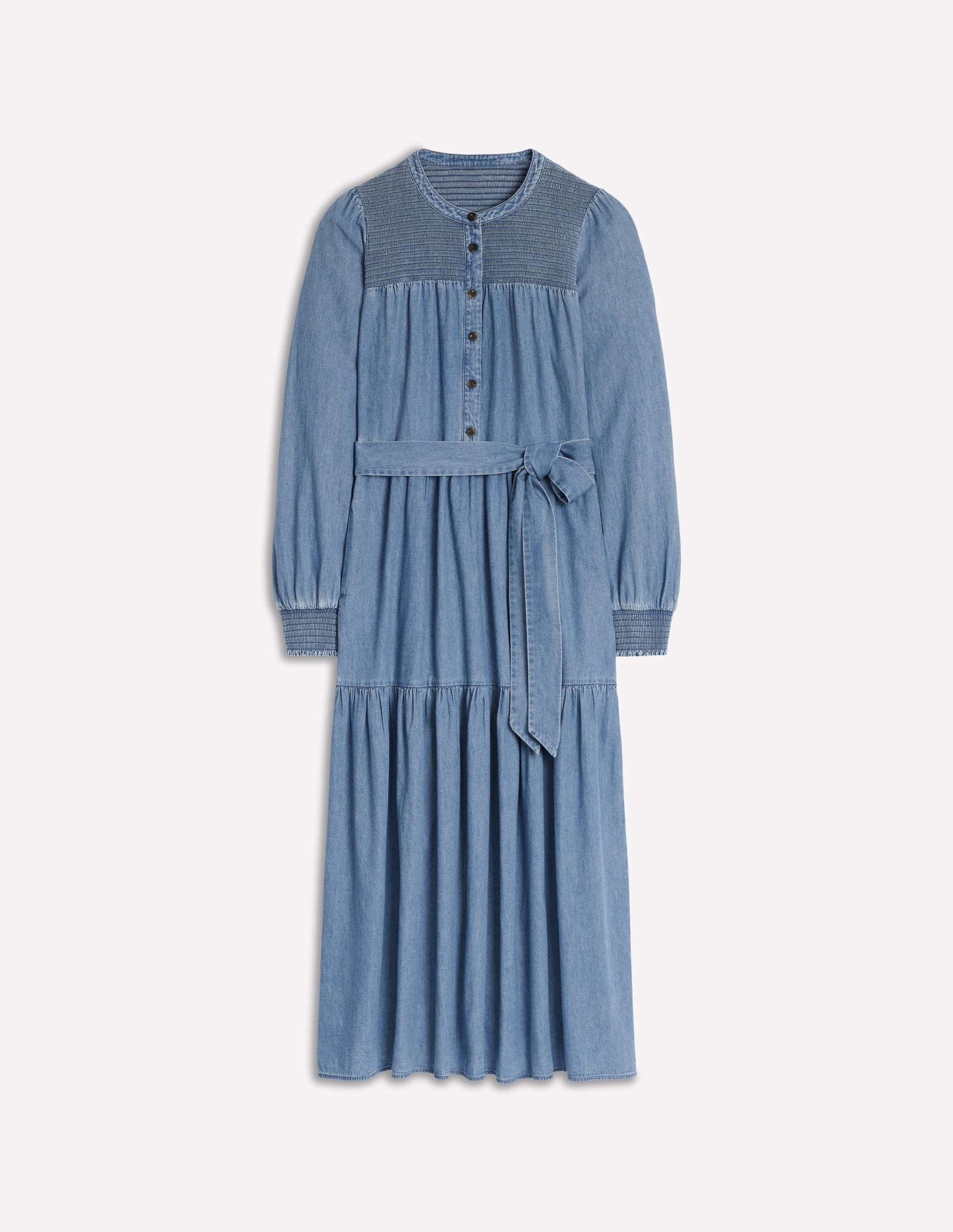 Cecily Denim Midi Dress-Light Vintage Denim-5