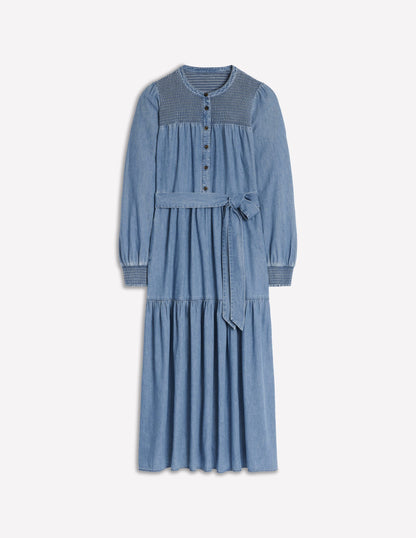 Cecily Denim Midi Dress-Light Vintage Denim-5