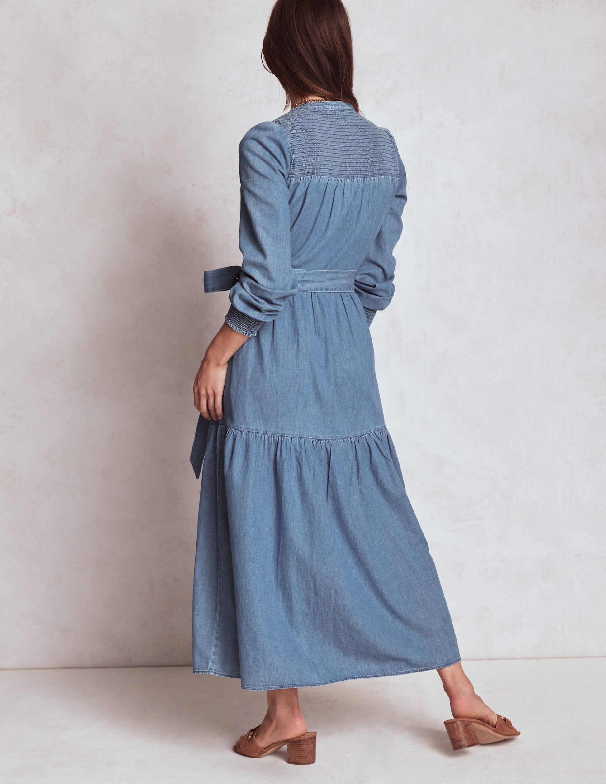 Cecily Denim Midi Dress-Light Vintage Denim-3