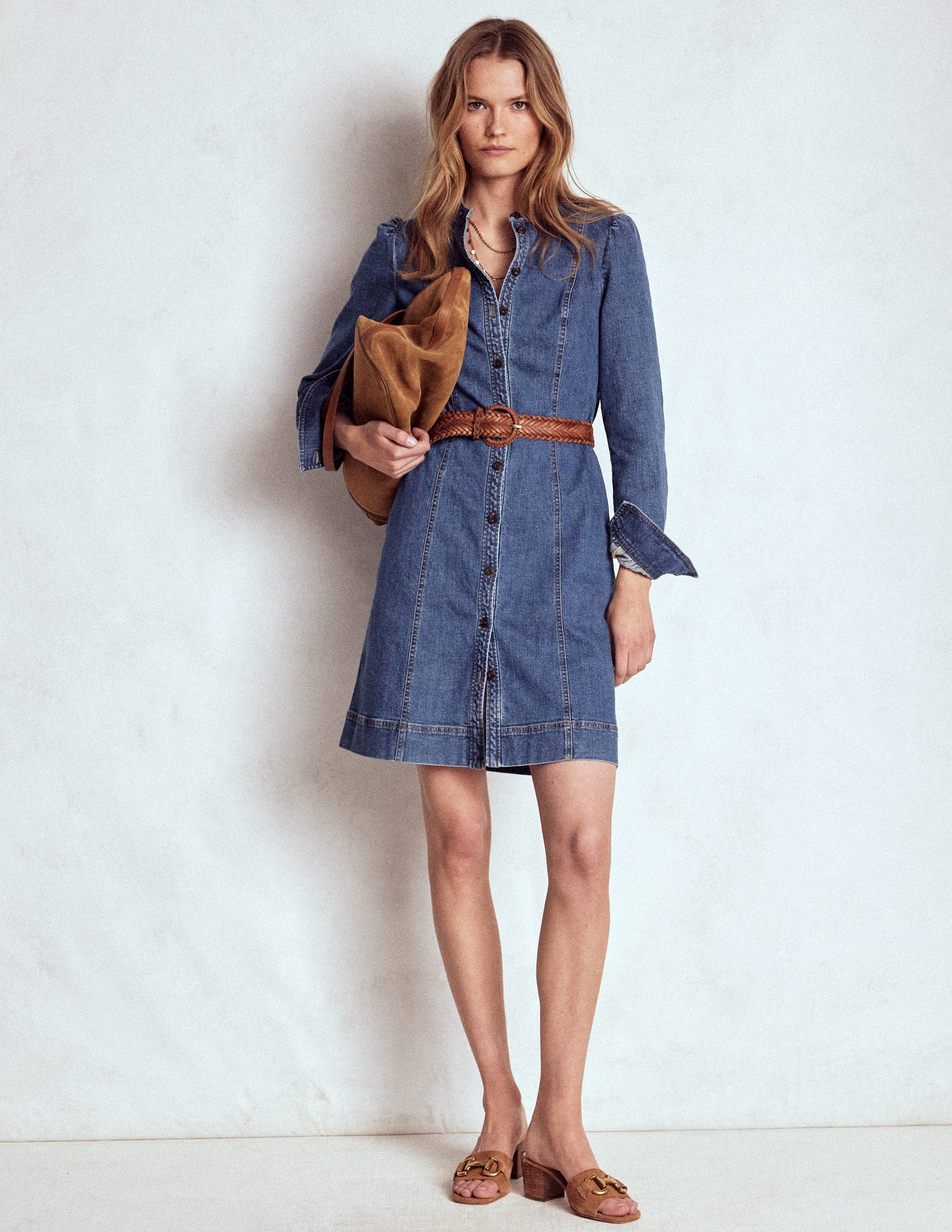 Bre Denim Short Dress-Mid Vintage Denim-5