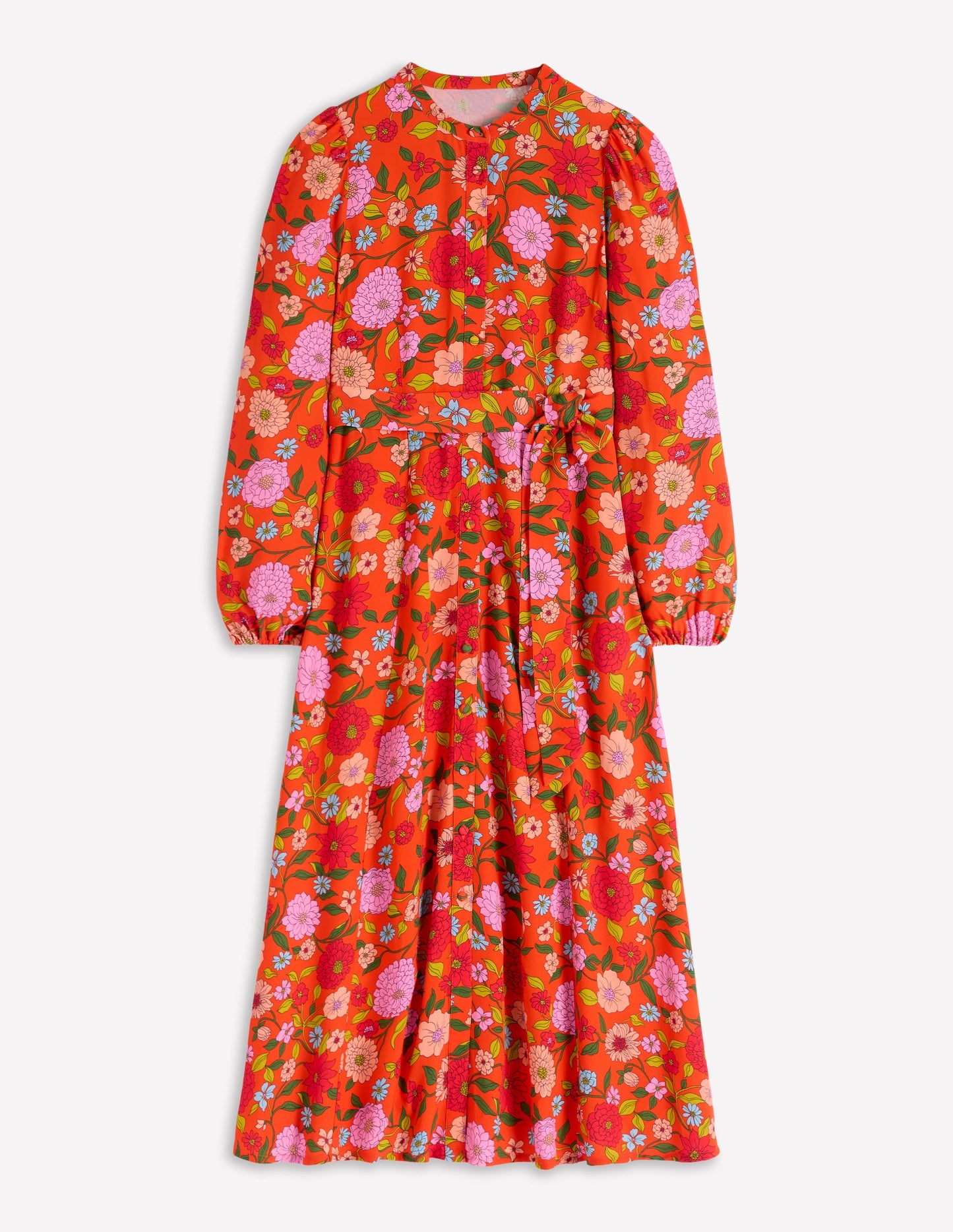 Mae Occasion Maxi Shirt Dress-Firecracker Red, Dahlia Trail