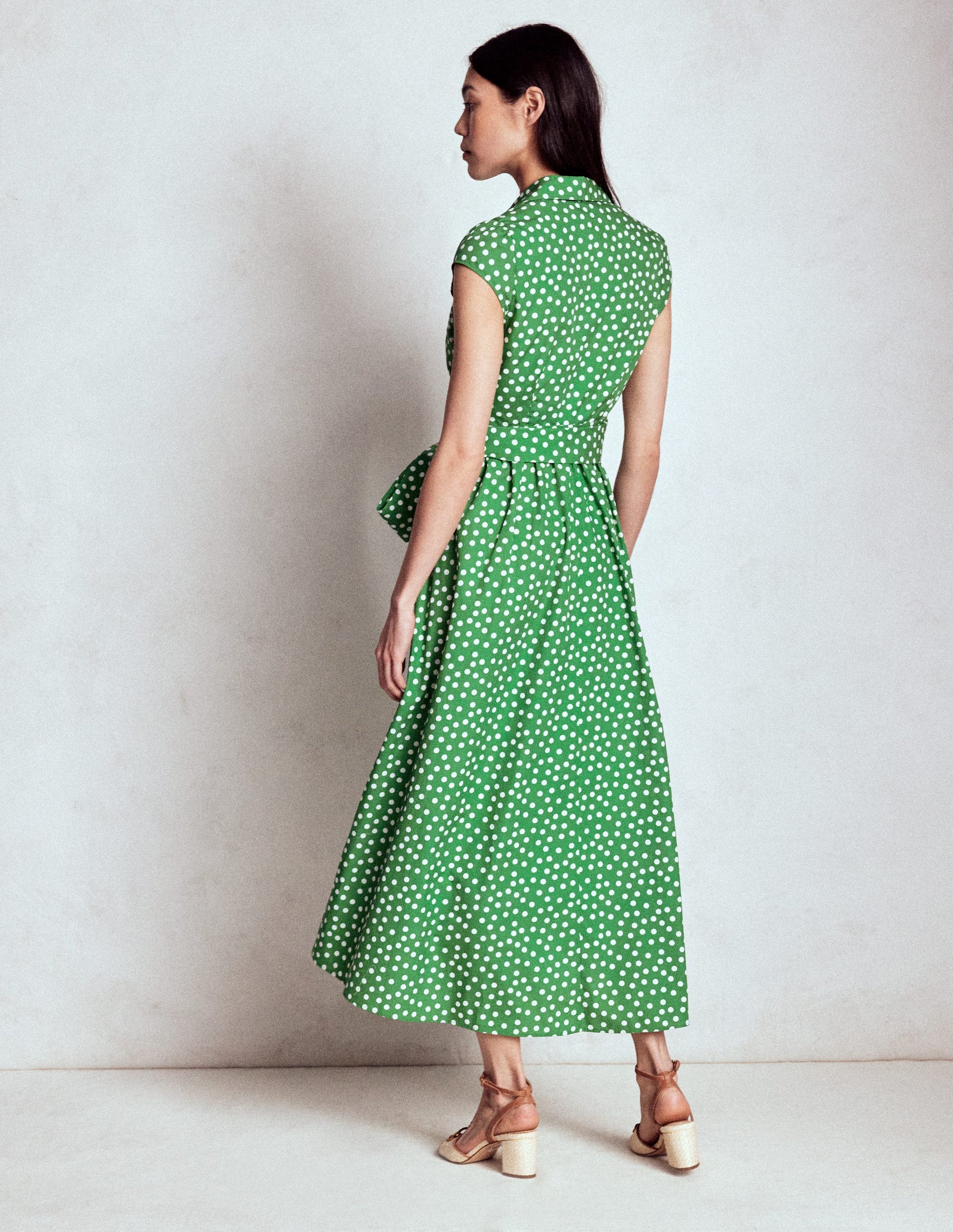 Julia Cotton Wrap Midi Dress-Highland Green, Painted Dot | Boden USA Julia Cotton Wrap Midi Dress-Highland Green, Painted Dot | Boden USA