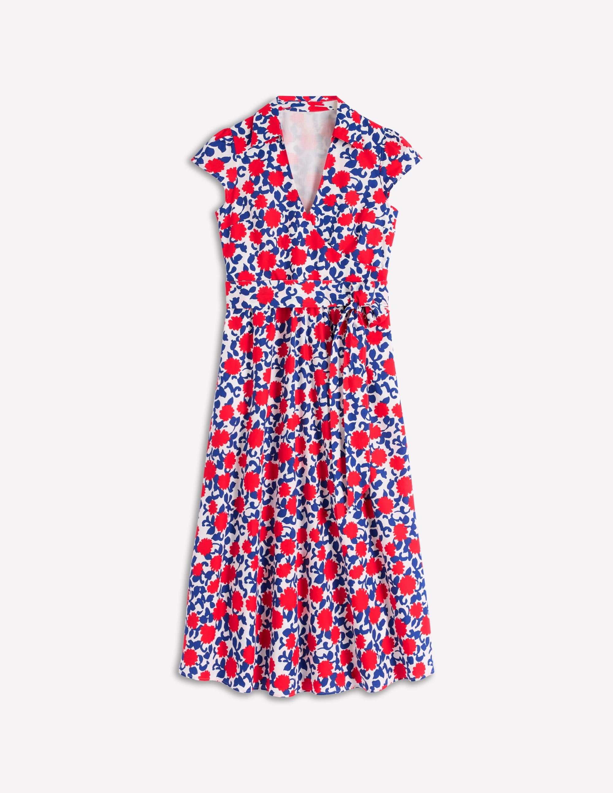 Julia Cotton Wrap Midi Dress-Poppy Red, Floweret Vine | Boden USA