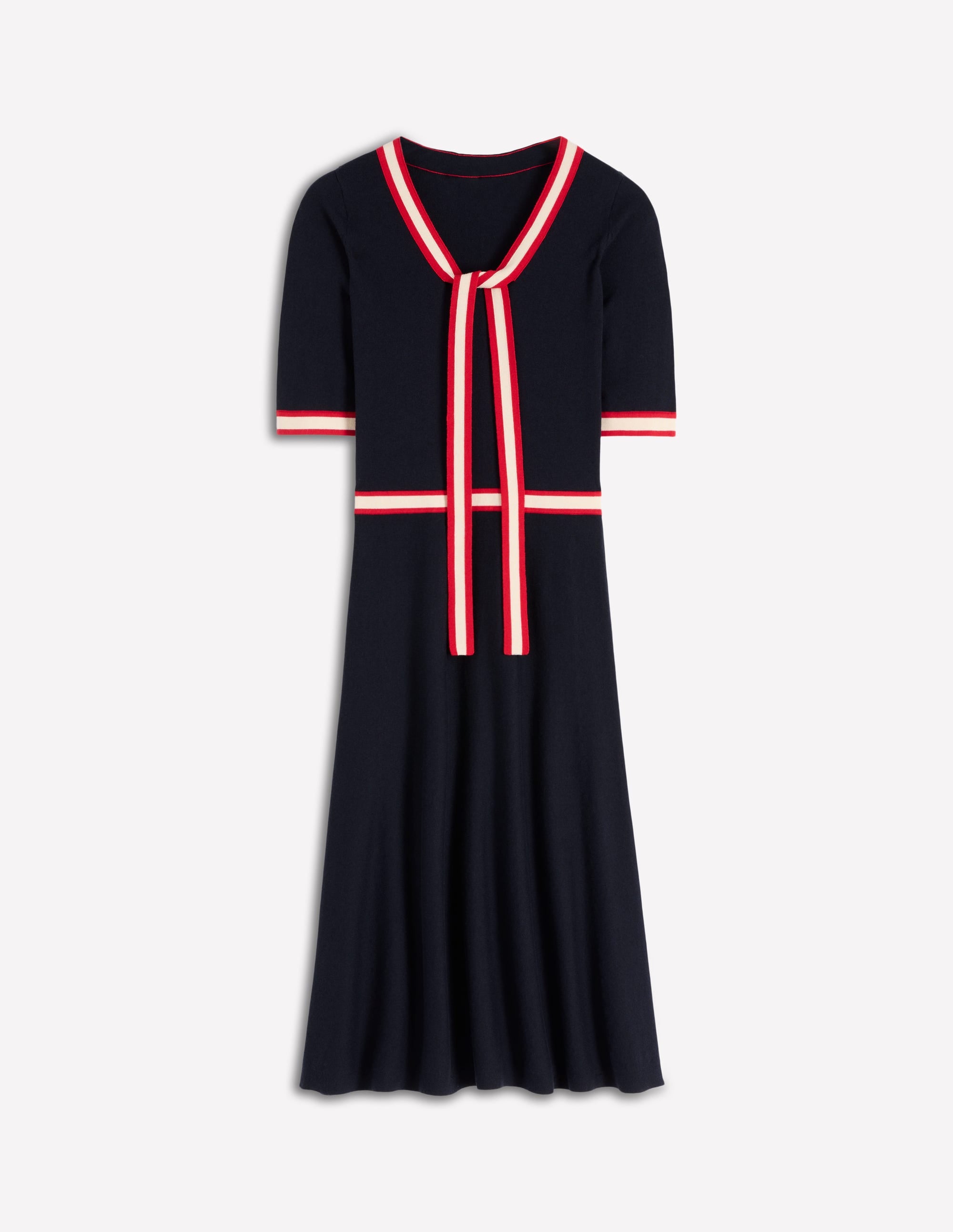 Tipped Bow Dress-Navy - Image 7