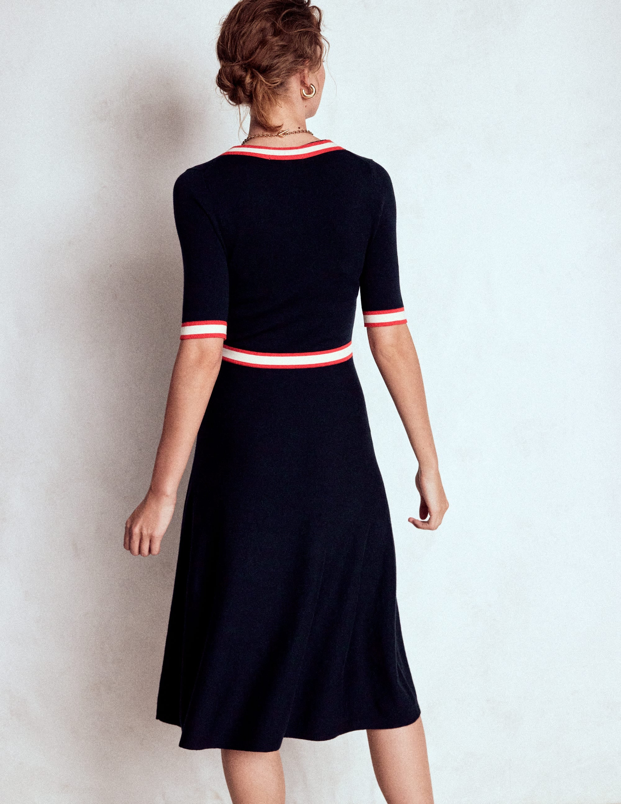 Tipped Bow Dress-Navy - Image 3