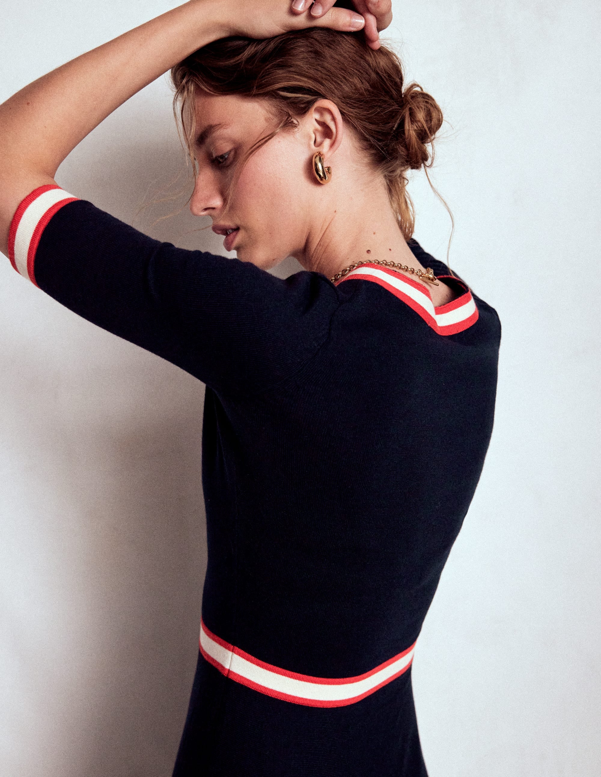 Tipped Bow Dress-Navy - Image 5