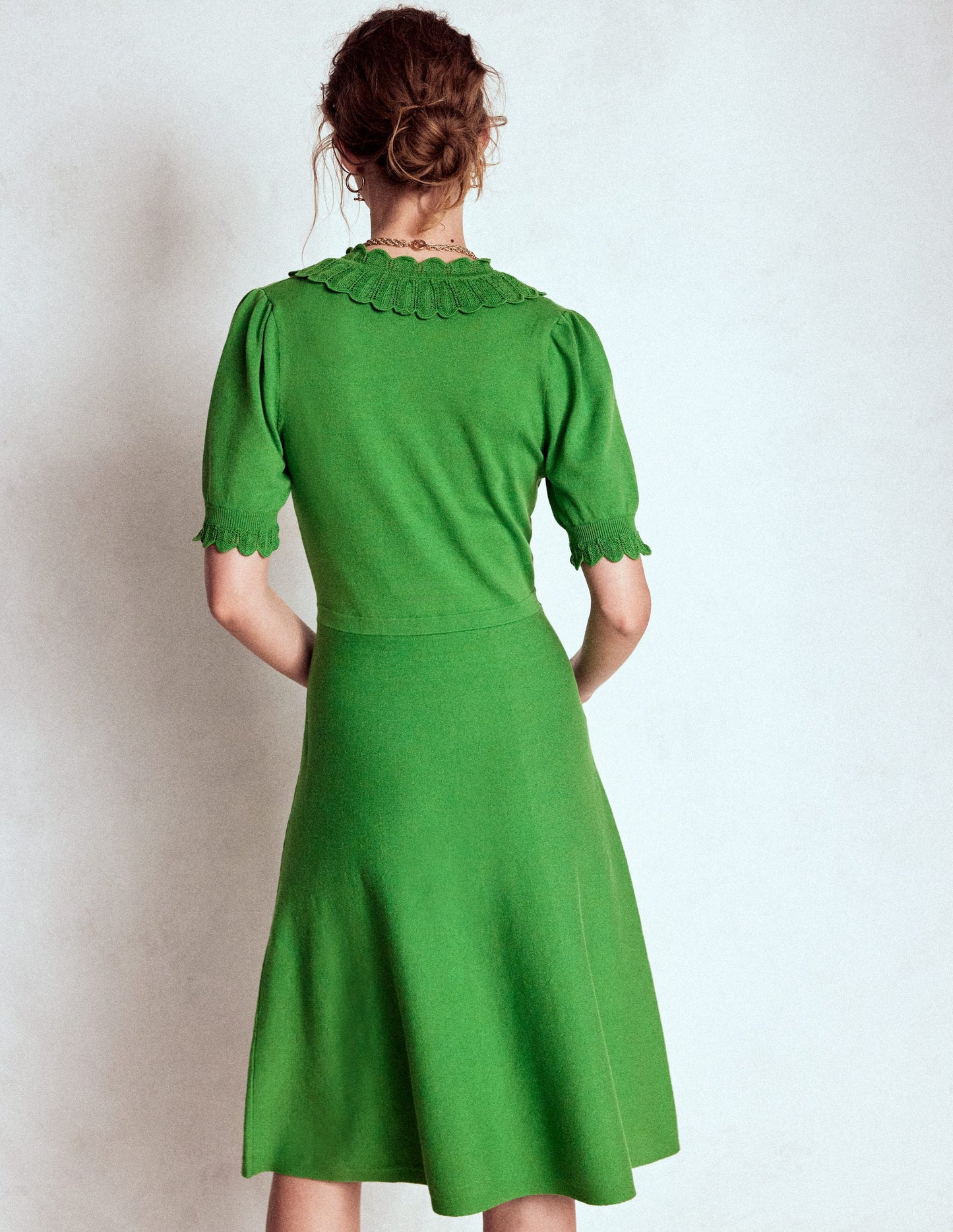 Melina Ruffle Knitted Dress-Paradise Green