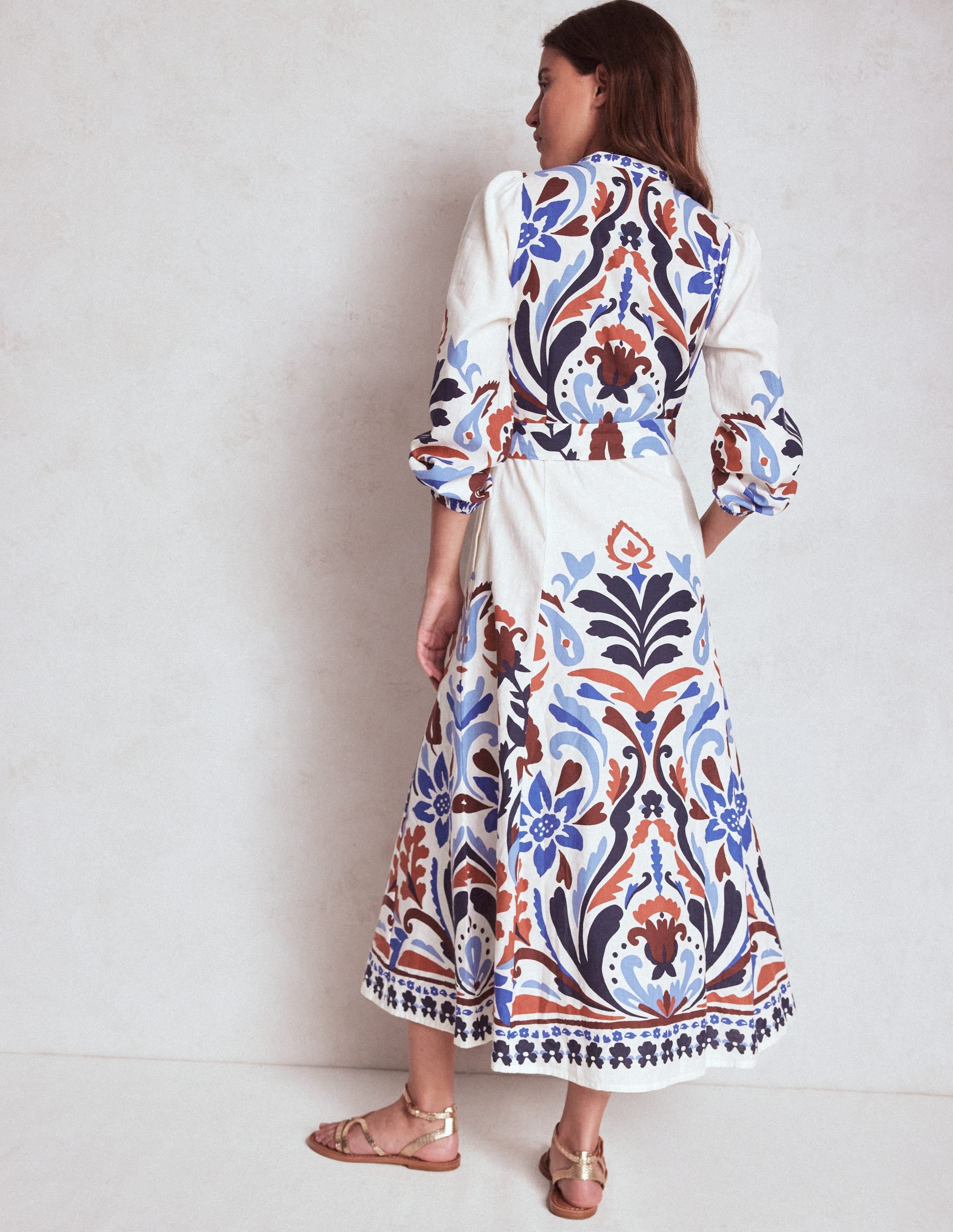 Mae Linen Blend Shirt Dress-Multi, Elaborate Garden - Image 3