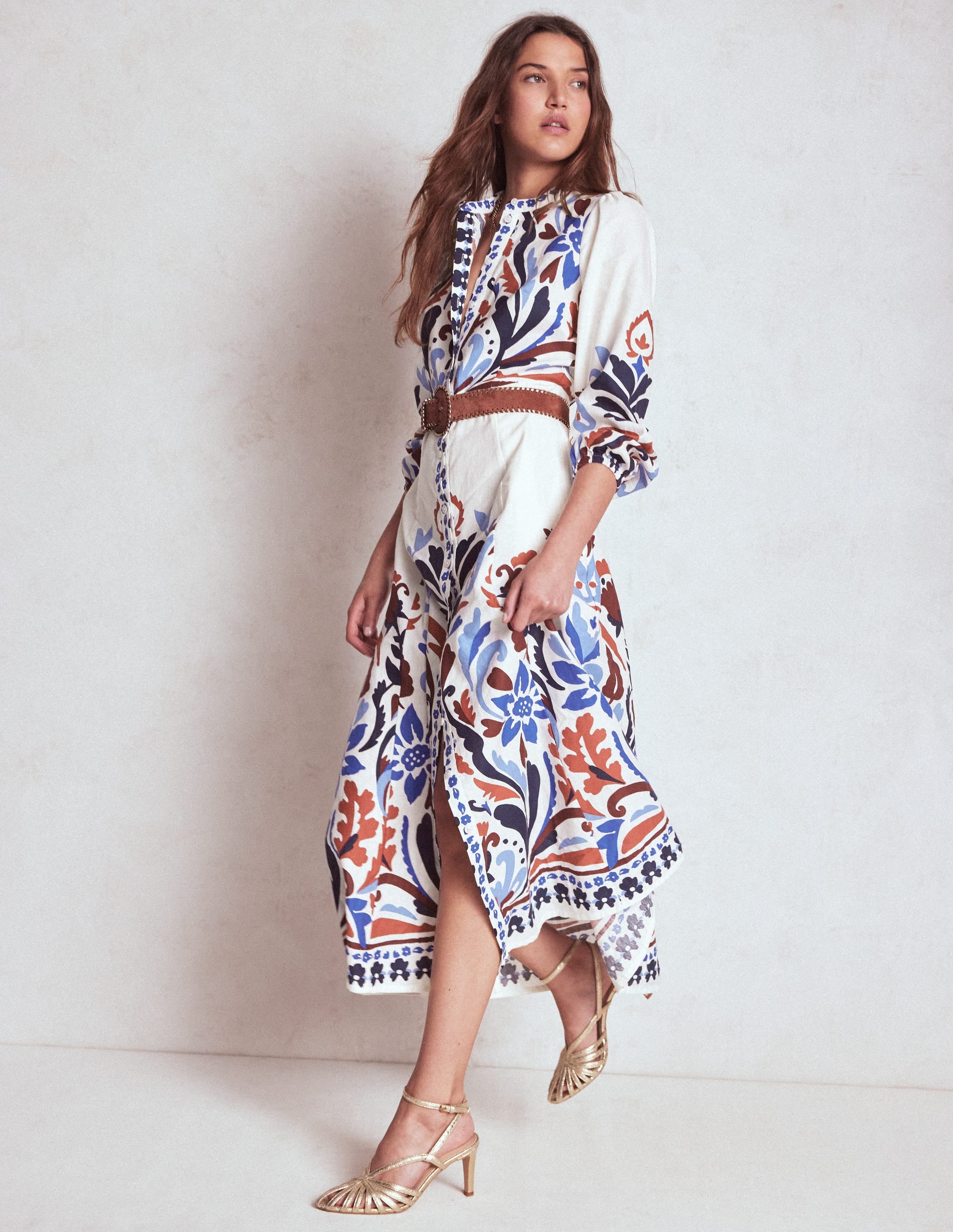 Mae Linen Blend Shirt Dress-Multi, Elaborate Garden - Image 5