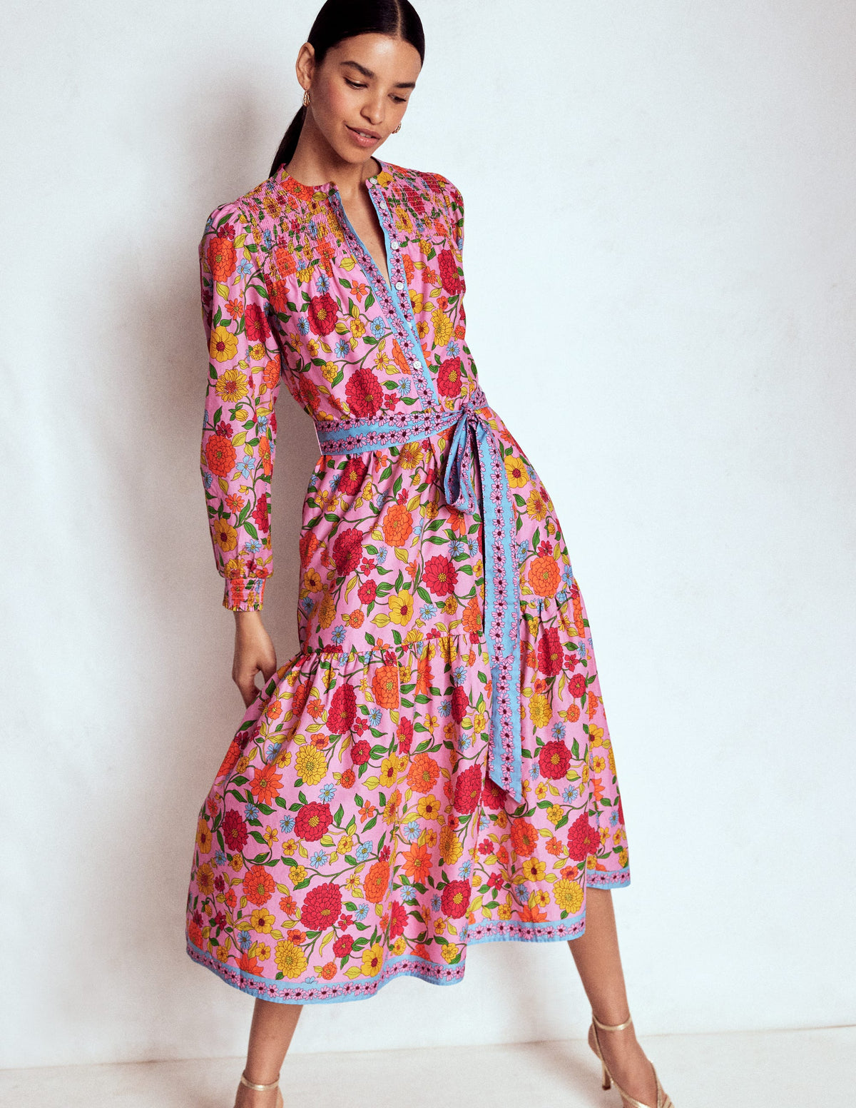 Cecily Cotton Midi Dress-Multi, Dahlia Trail - Image 1